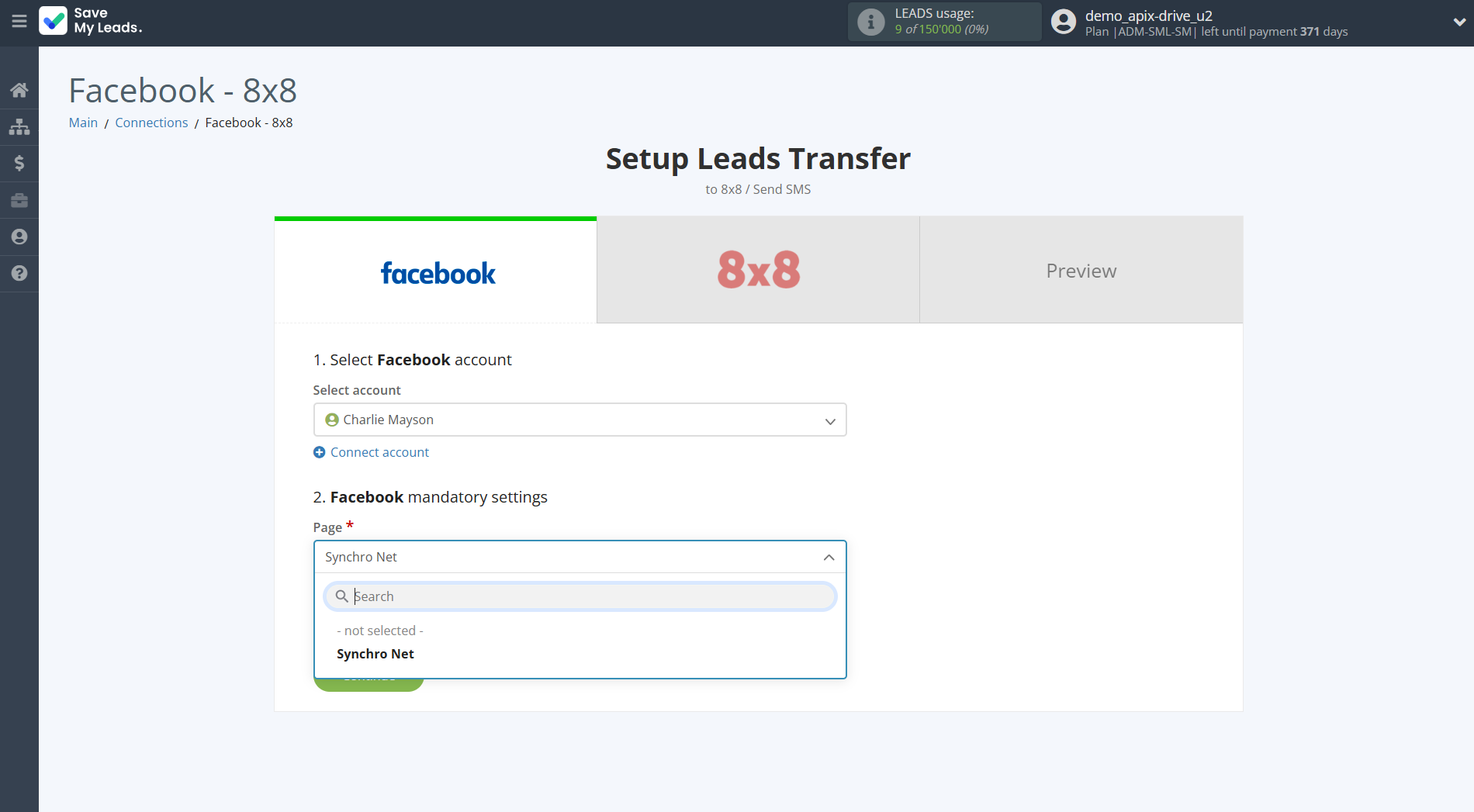 How to Connect Facebook with 8x8 | Data Source account connection