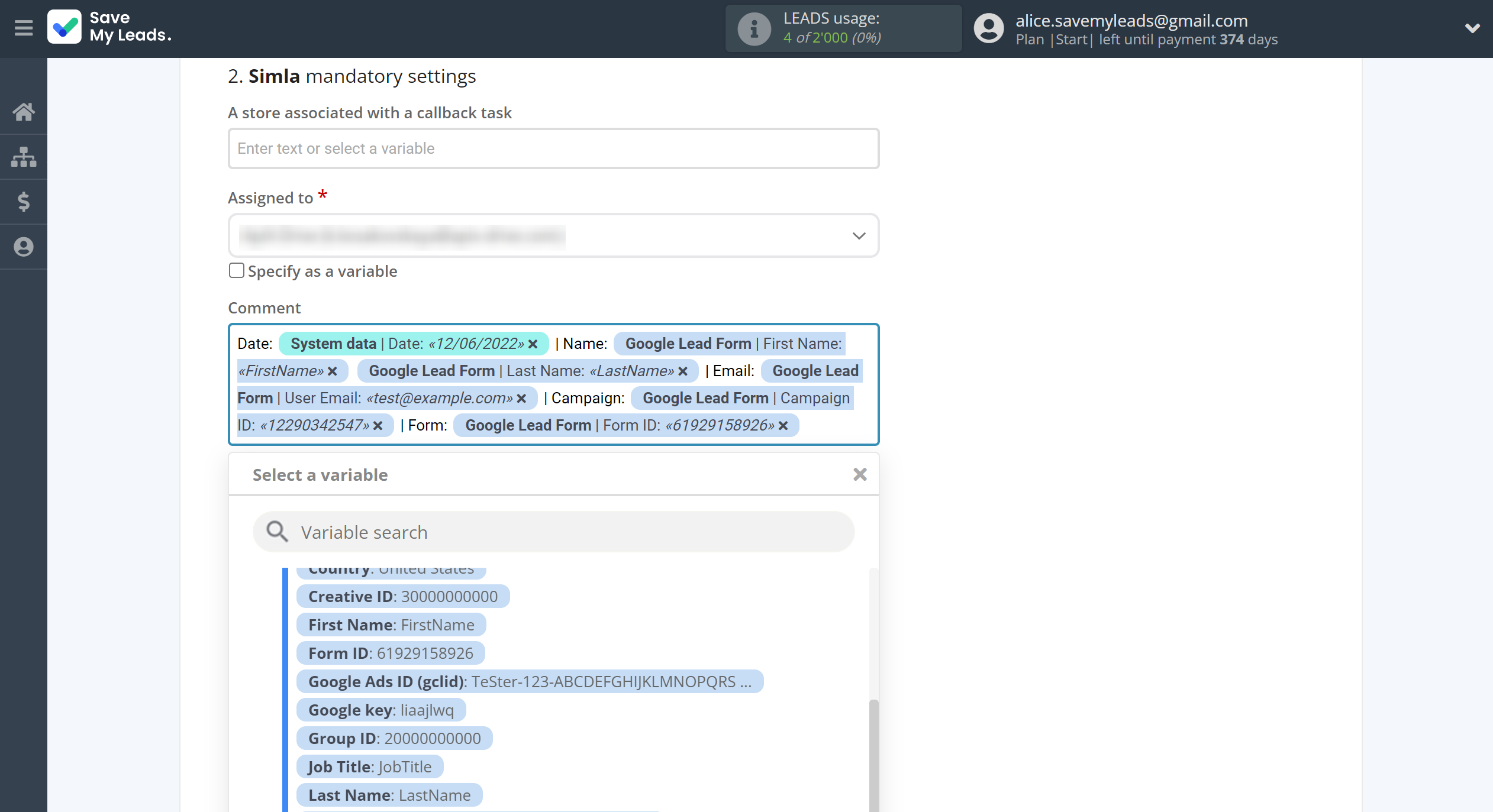 How to Connect Google Lead Form with Simla Create Task | Assigning fields How to Connect Google Lead Form with Simla Create Task | Assigning fields