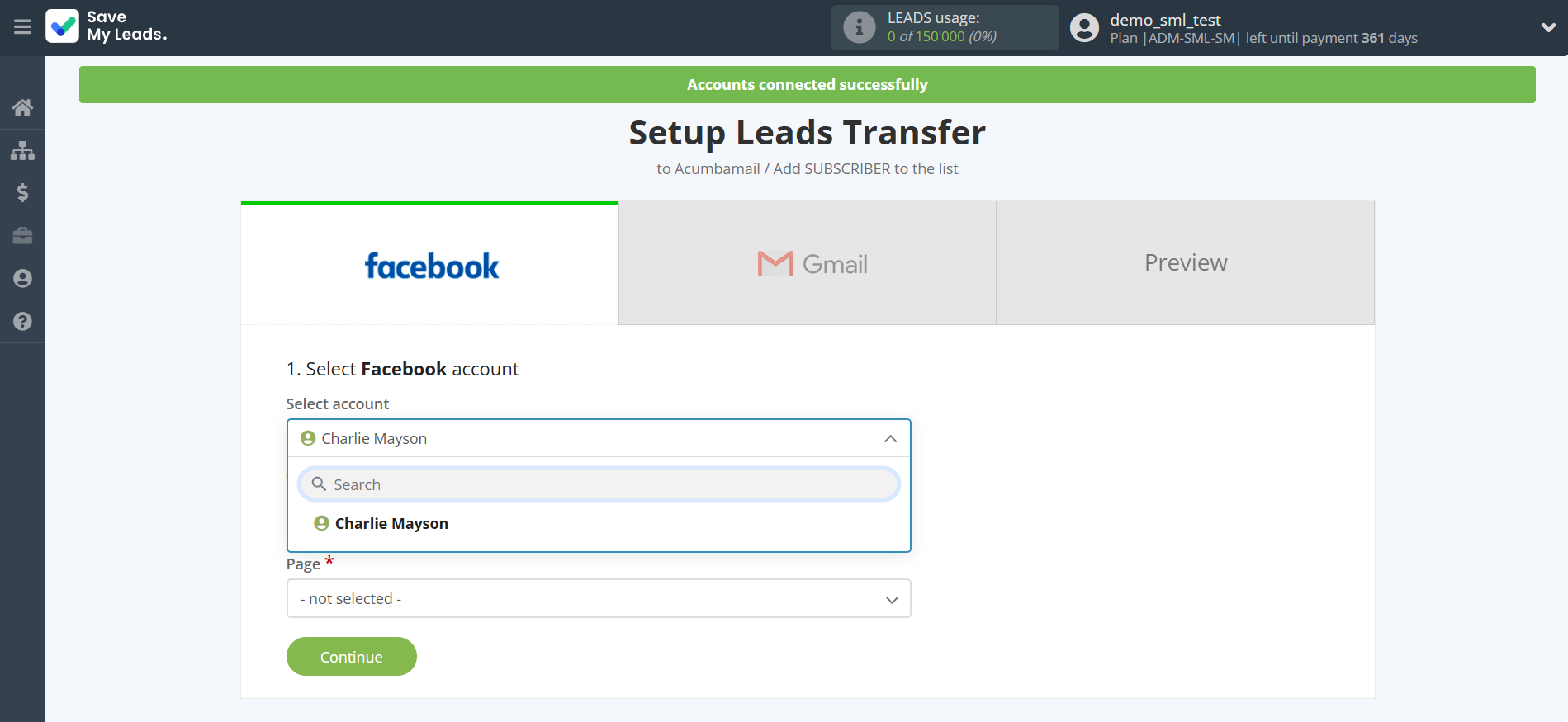 How to Connect Facebook with Gmail | Data Source account selection How to Connect Facebook with Gmail | Data Source account selection