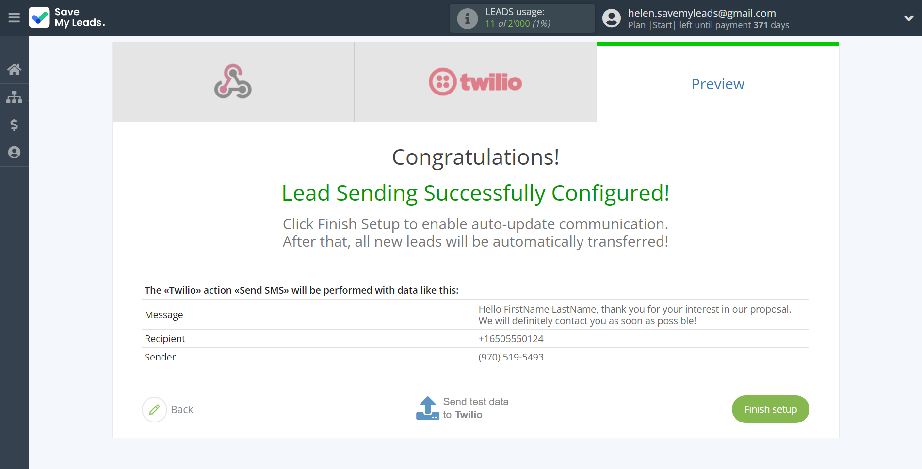 How to Connect Webhooks with Twilio | Test data How to Connect Webhooks with Twilio | Test data