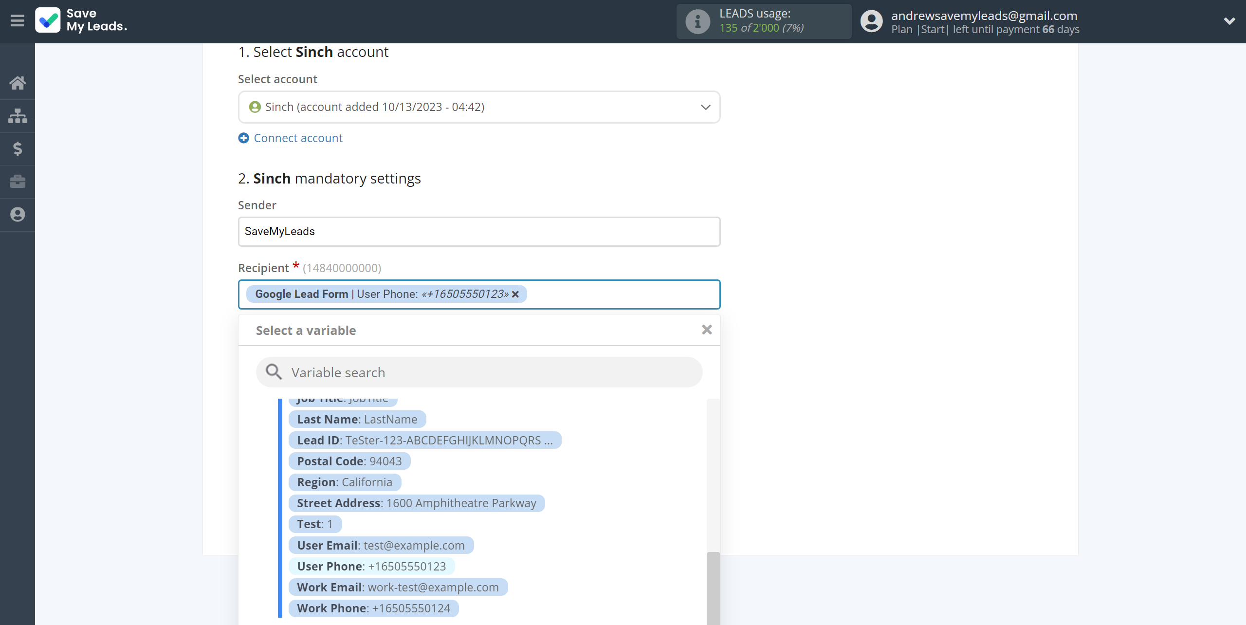 How to Connect Google Lead Form with Sinch | Assigning fields How to Connect Google Lead Form with Sinch | Assigning fields
