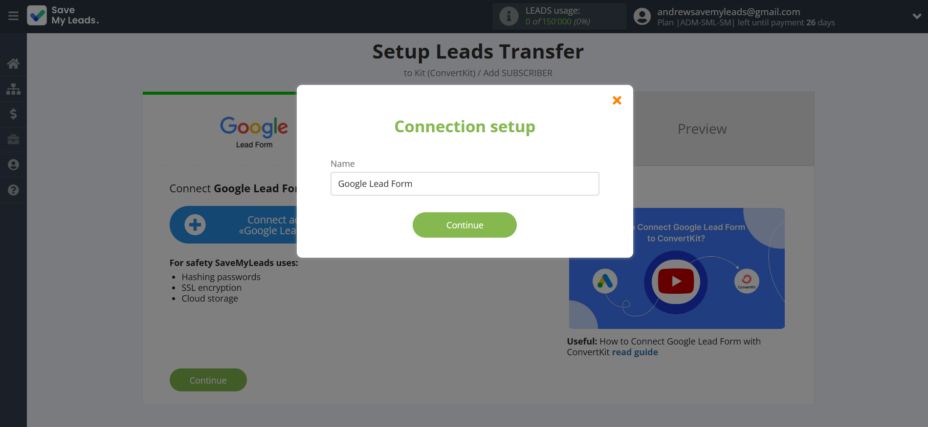 How to Connect Google Lead Form with Kit (ConvertKit) | Data Source account connection
