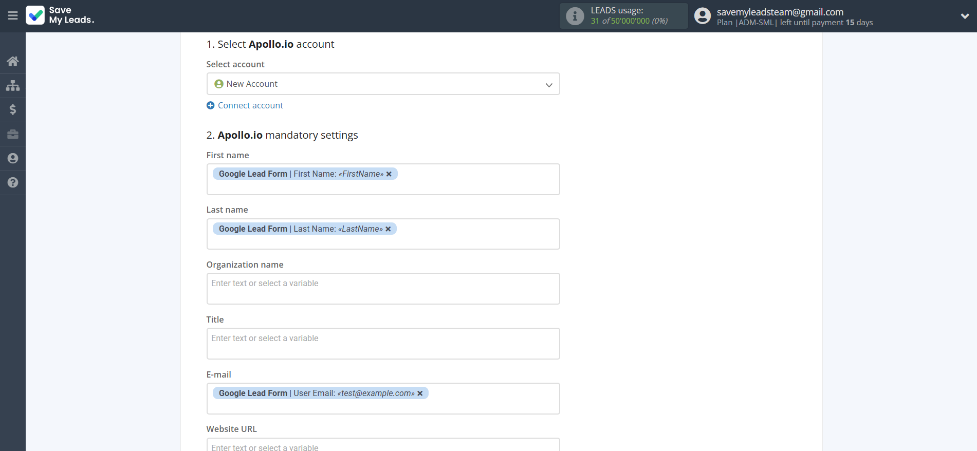 How to Connect Google Lead Form with Apollo.io Create Contacts | Assigning fields