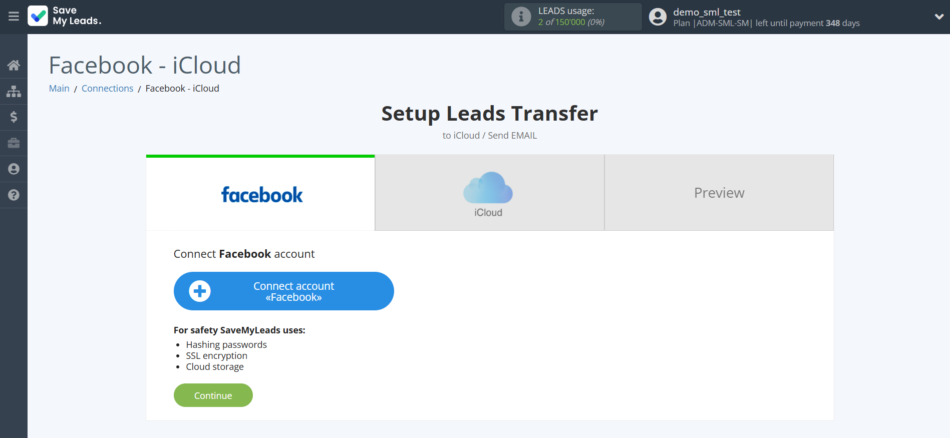 How to Connect Facebook with iCloud | Data Source account