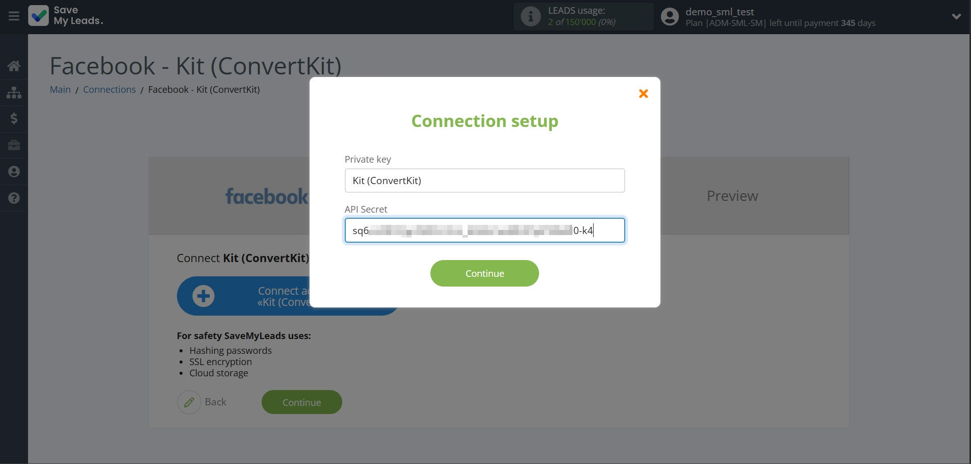 How to Connect Facebook with Kit (ConvertKit) | Data Destination account connection