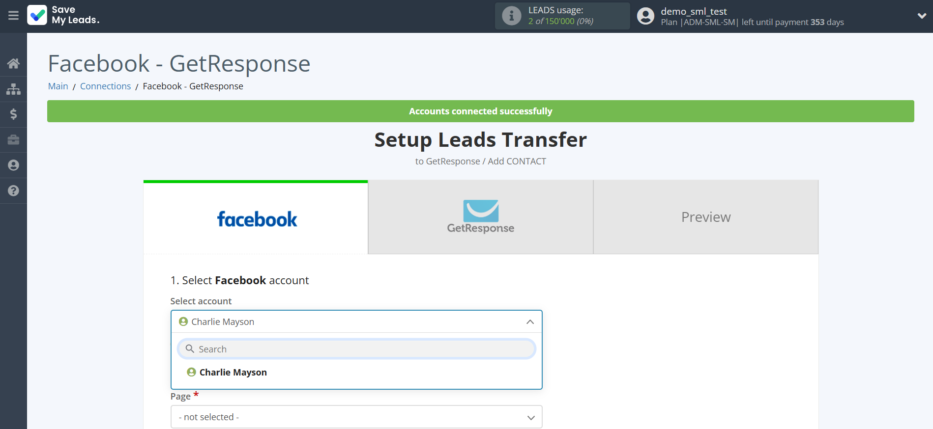 How to Connect Facebook with GetResponse | Data Source account selection How to Connect Facebook with GetResponse | Data Source account selection