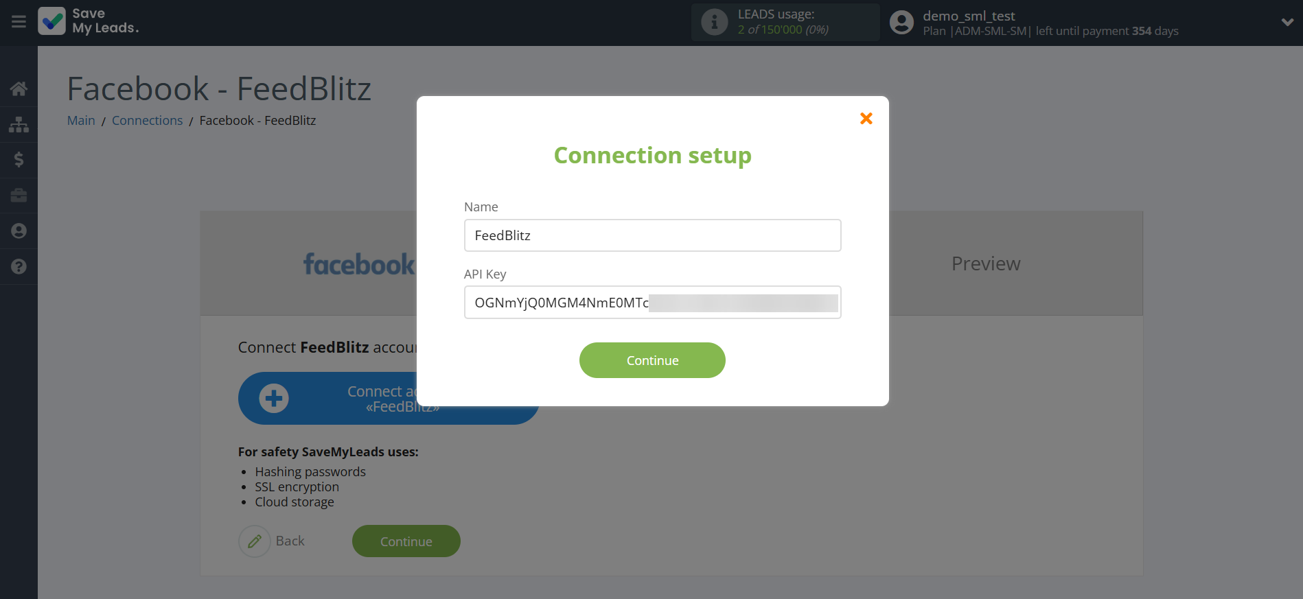 How to Connect Facebook with FeedBlitz | Data Destination account connection
