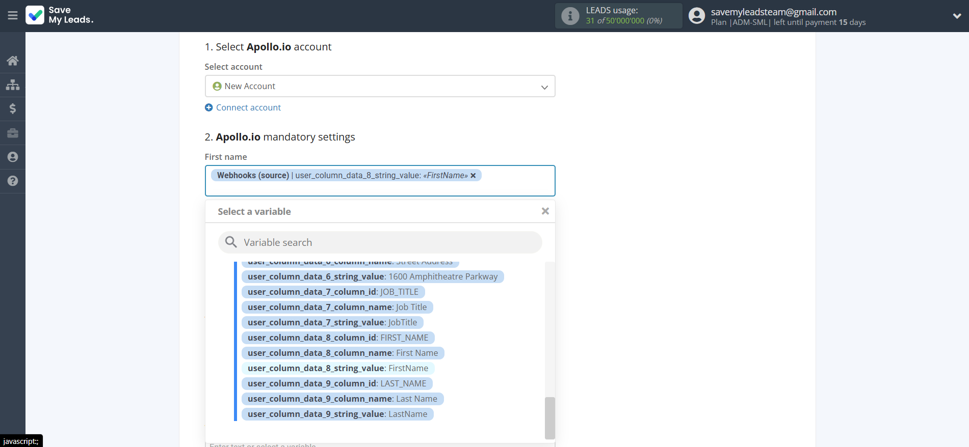 How to Connect Webhooks with Apollo.io Create Contacts | Assigning fields