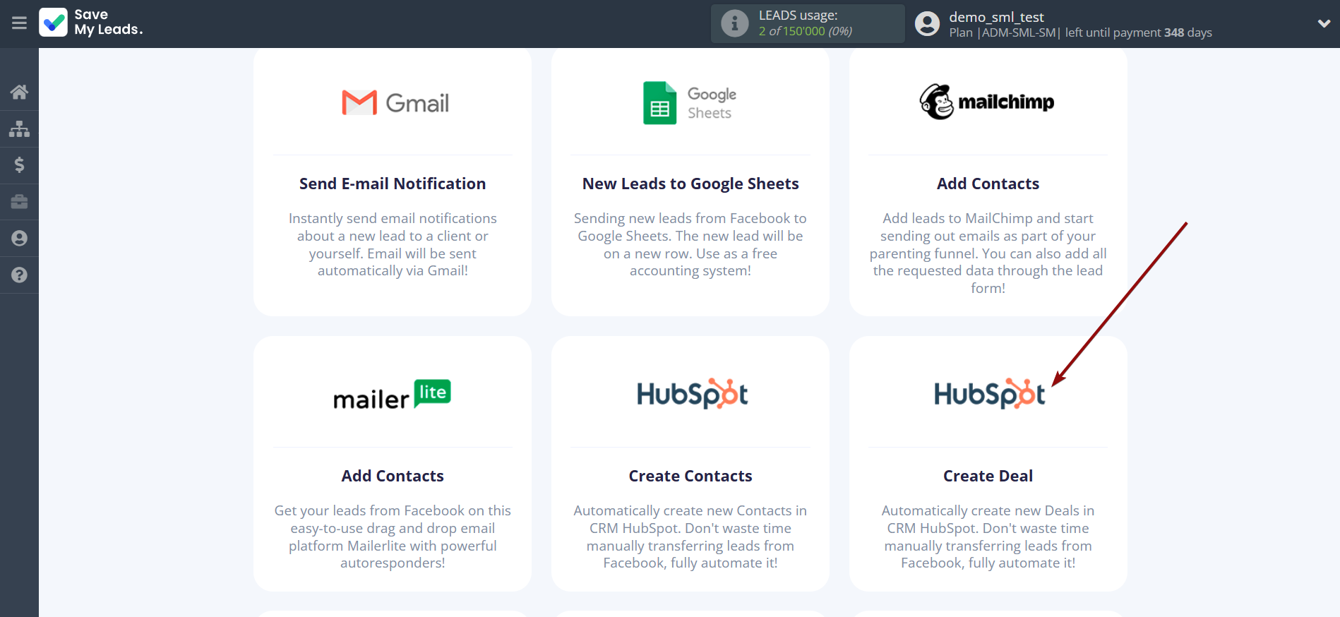 How to Connect Facebook with HubSpot Create Deal | Data Destination system selection How to Connect Facebook with HubSpot Create Deal | Data Destination system selection