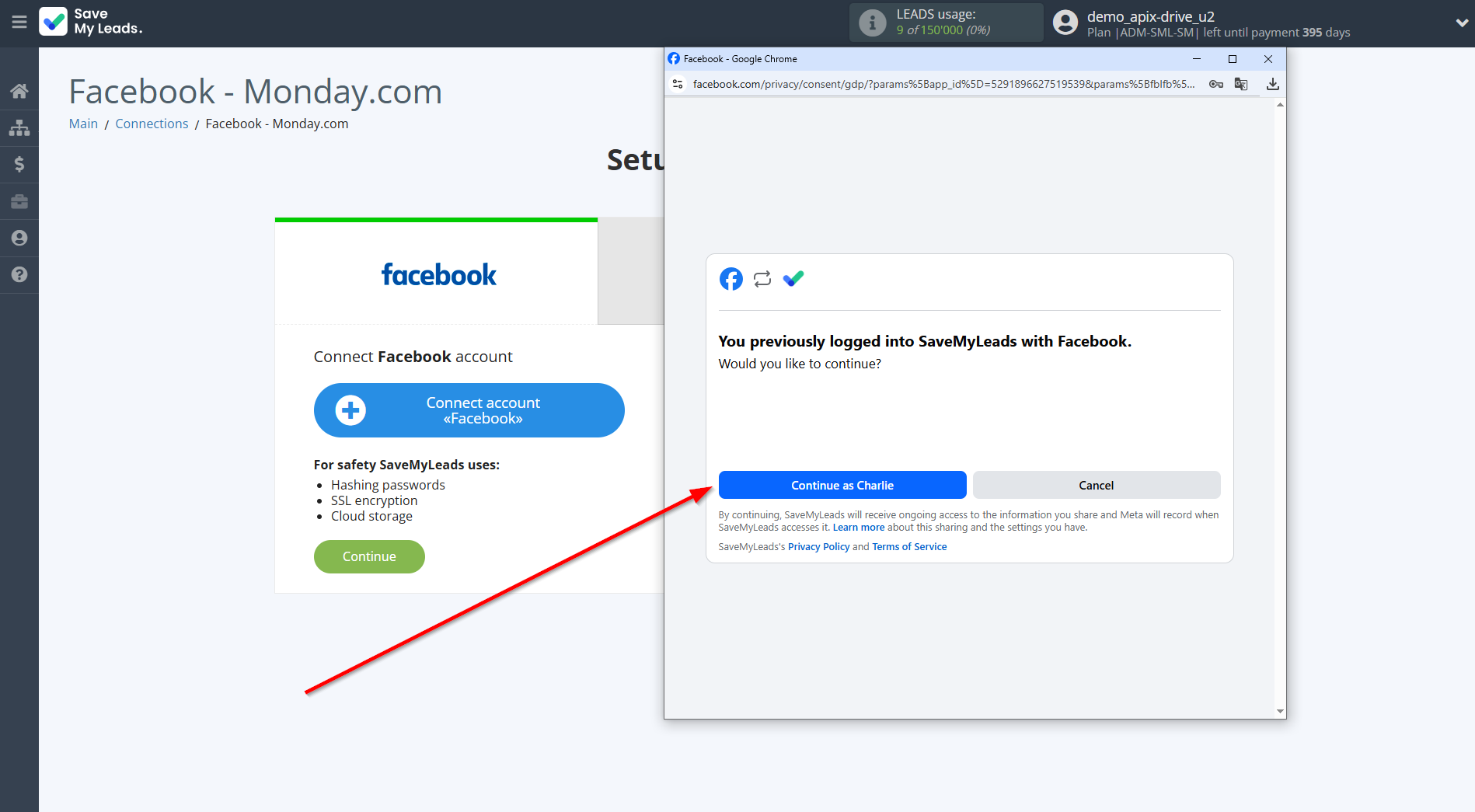 How to Connect Facebook with Monday.com | Data Source account connection
