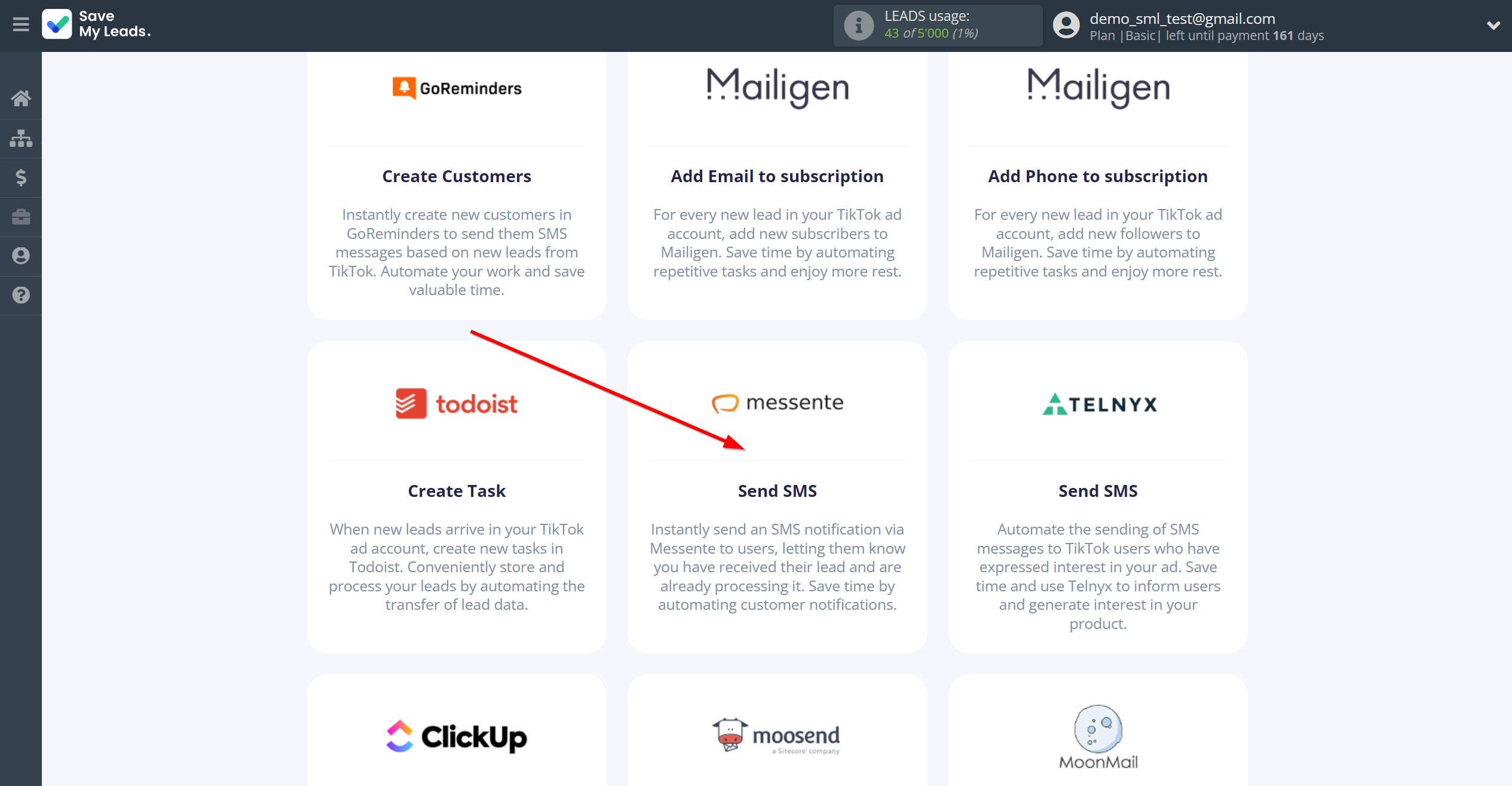 How to Connect TikTok with Messente | Data Destination system selection How to Connect TikTok with Messente | Data Destination system selection