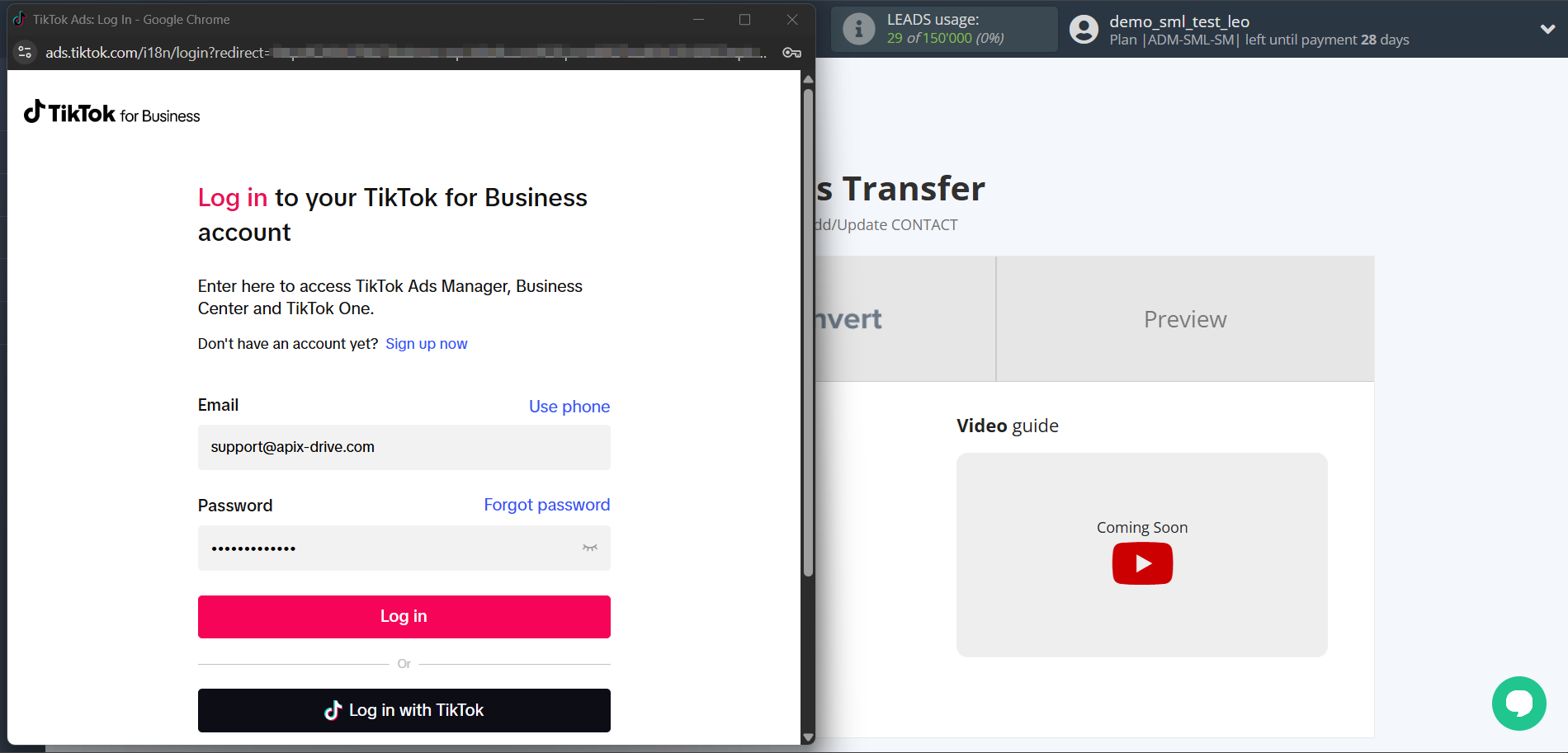 How to Connect TikTok with ConvesioConvert | Data Source account connection