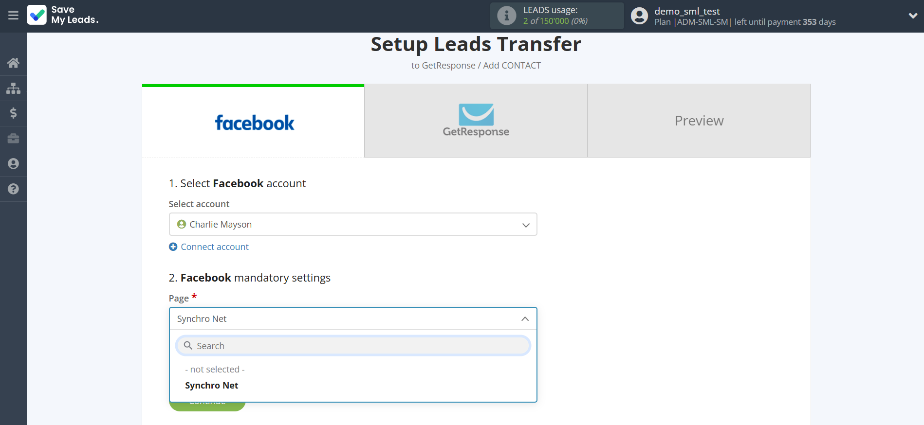 How to Connect Facebook with GetResponse | Data Source account selection How to Connect Facebook with GetResponse | Data Source account selection