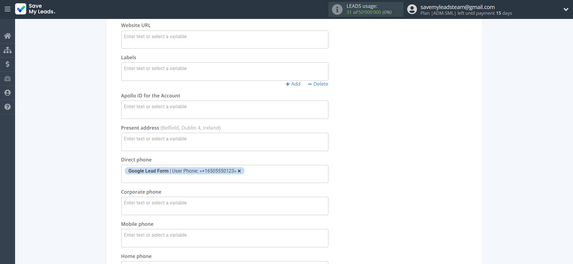 How to Connect Google Lead Form with Apollo.io Create Contacts | Assigning fields