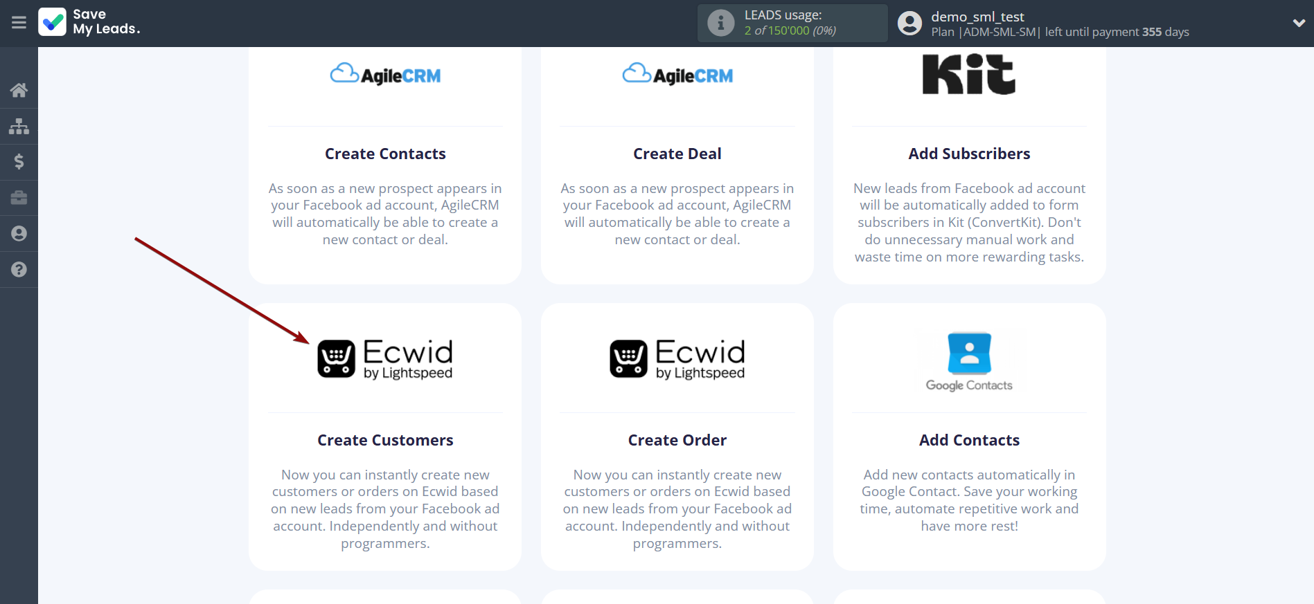 How to Connect Facebook with Ecwid Create Customers | Data Destination system selection How to Connect Facebook with Ecwid Create Customers | Data Destination system selection