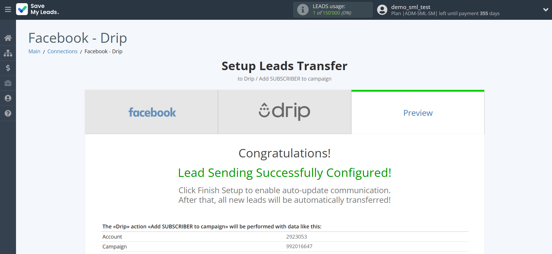 How to Connect Facebook with Drip Add Subscribers to campaign | Test data