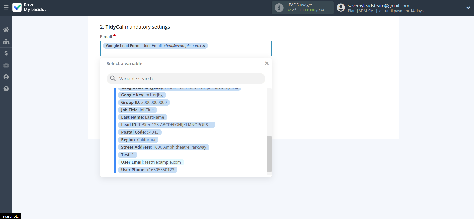 How to Connect Google Lead Form with TidyCal Create Contacts | Assigning fields