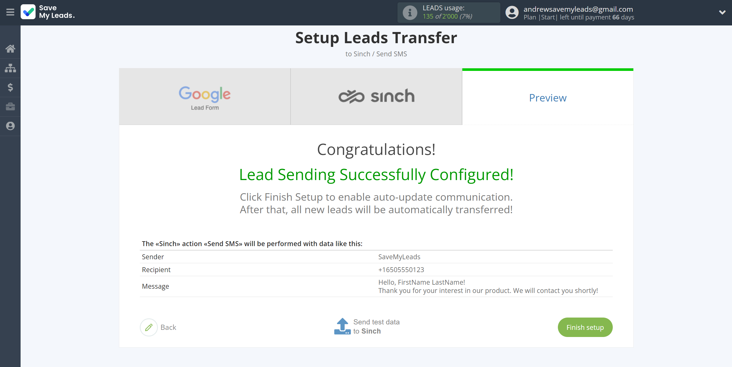 How to Connect Google Lead Form with Sinch | Test data How to Connect Google Lead Form with Sinch | Test data