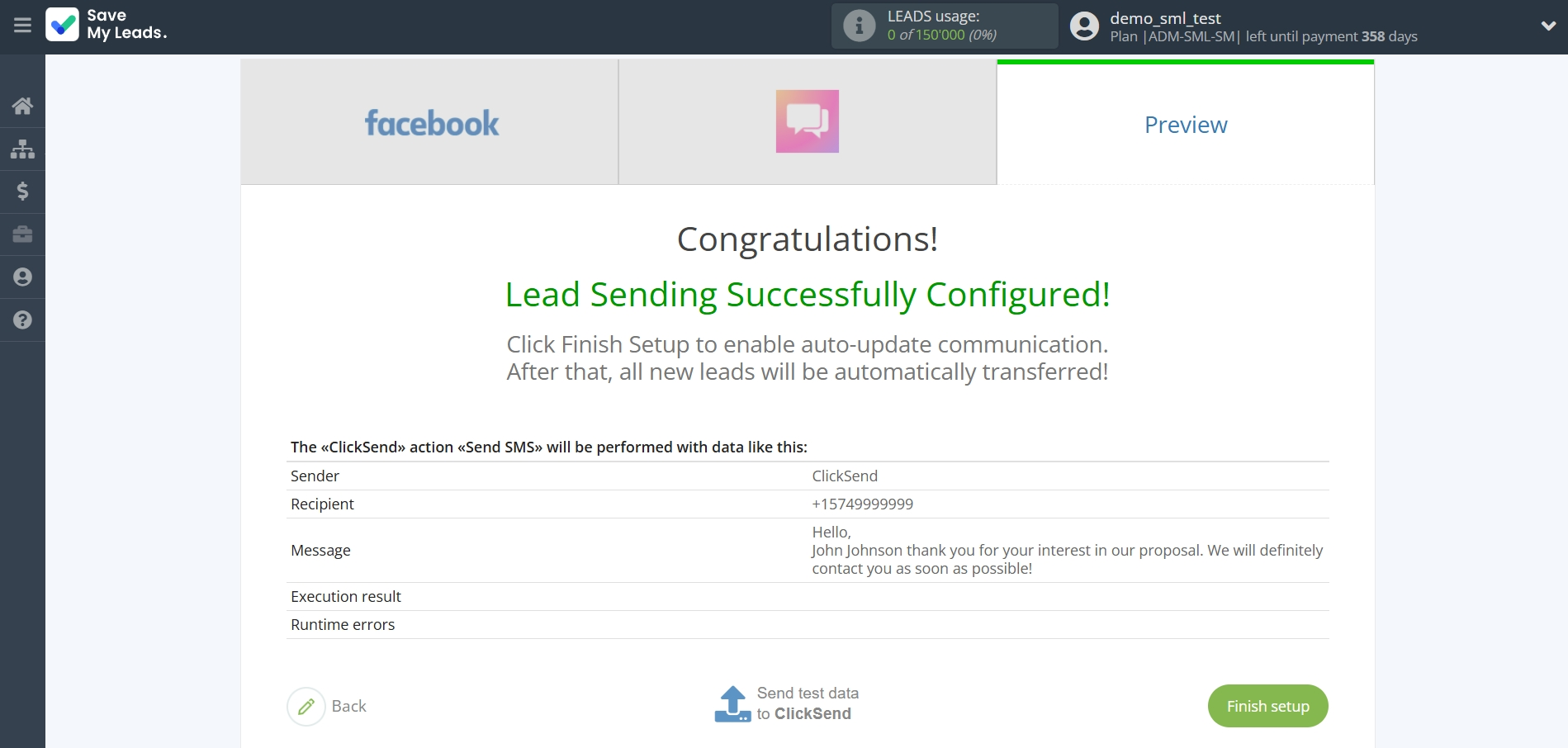 How to Connect Facebook with ClickSend Send SMS | Test data How to Connect Facebook with ClickSend Send SMS | Test data