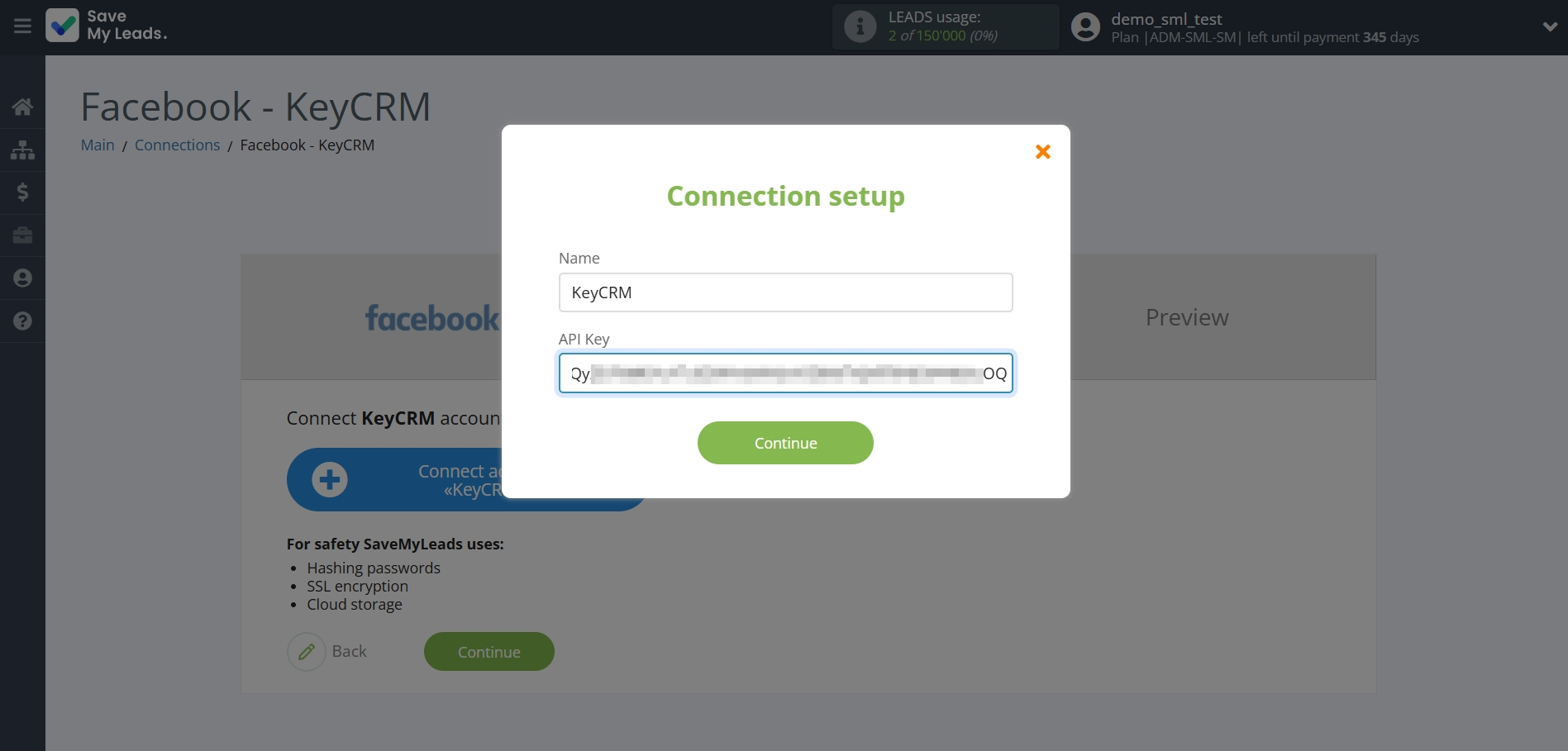How to Connect Facebook  with KeyCRM Create Lead | Data Destination account connection