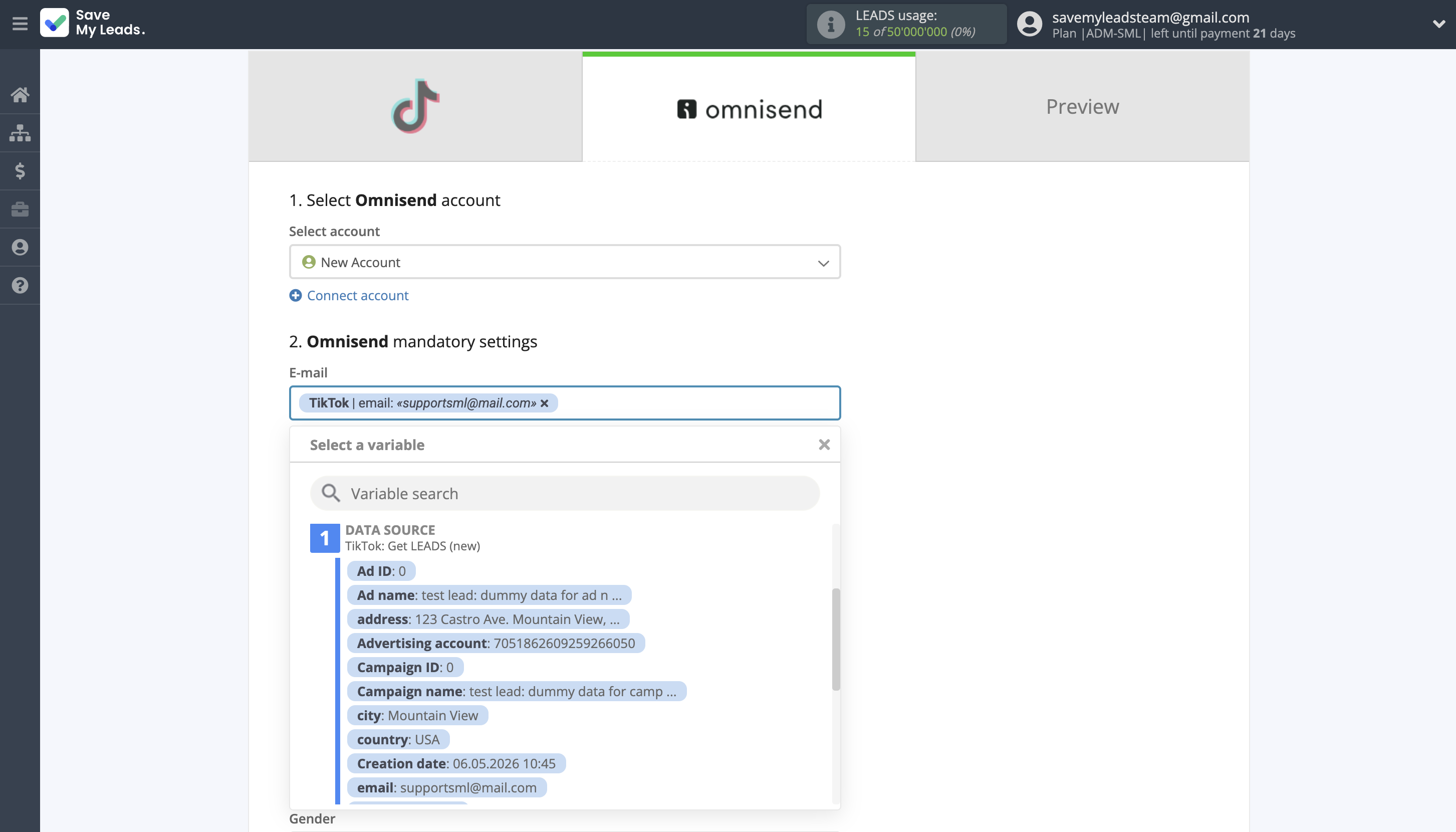How to Connect TikTok with Omnisend Create Contacts | Assigning fields