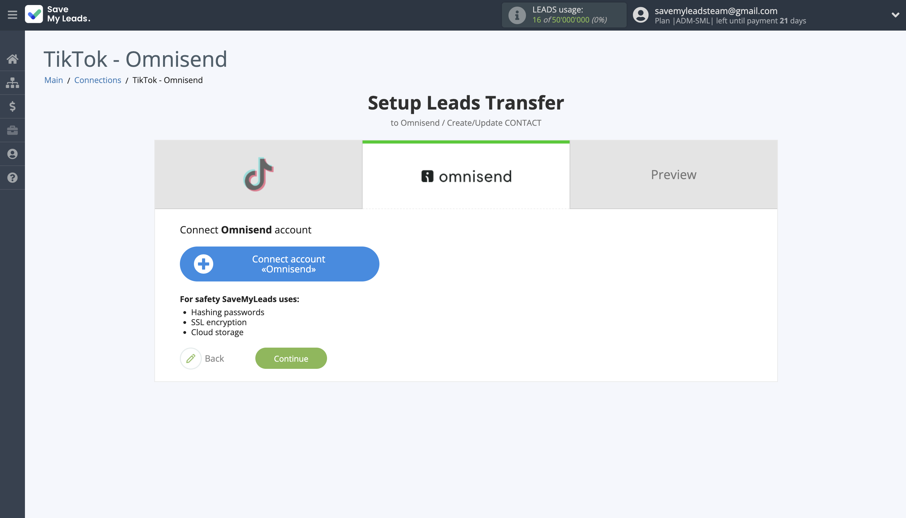 How to Connect TikTok with Omnisend Create Contact | Data Destination account connection