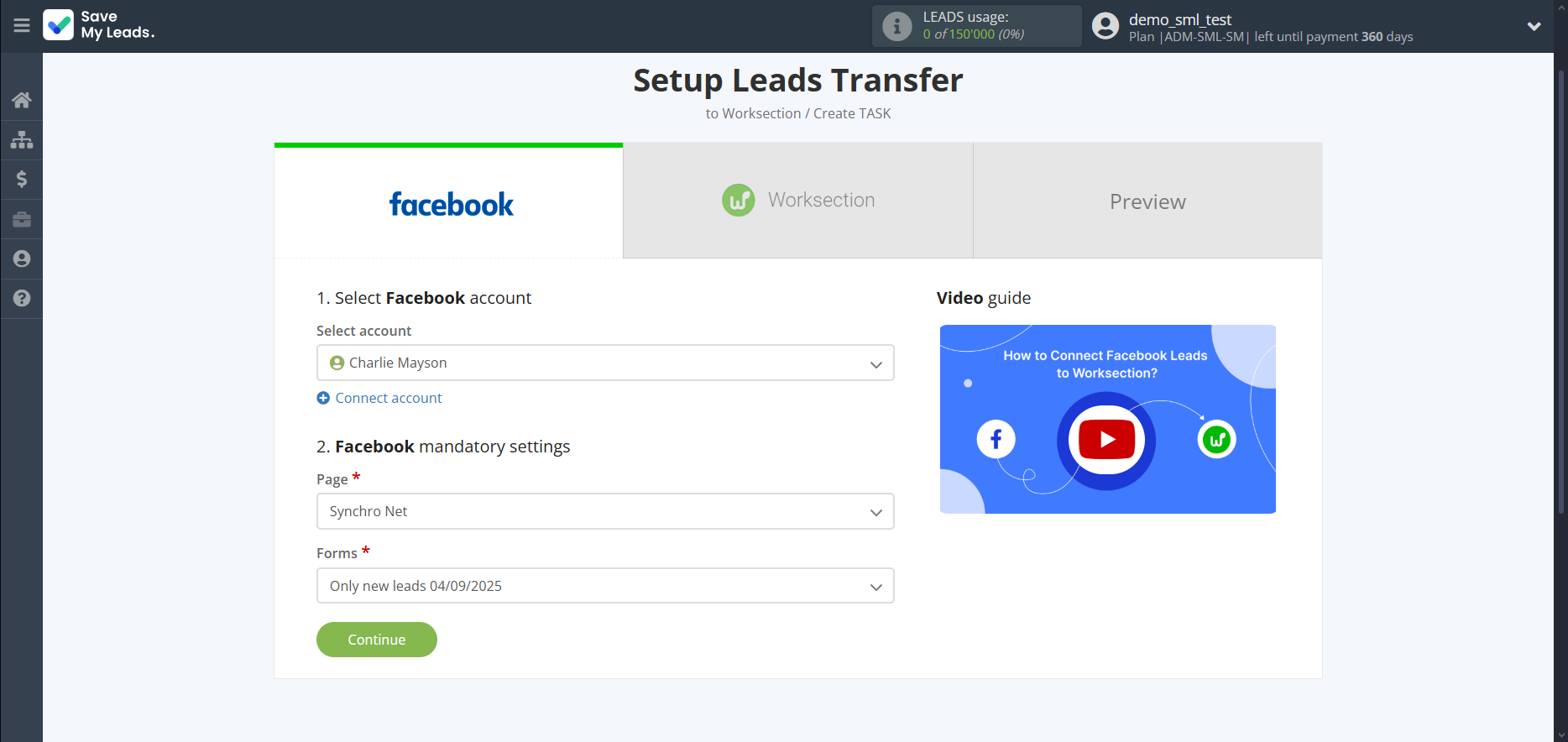 How to Connect Facebook with Worksection | Data Source account connection How to Connect Facebook with Worksection | Data Source account connection