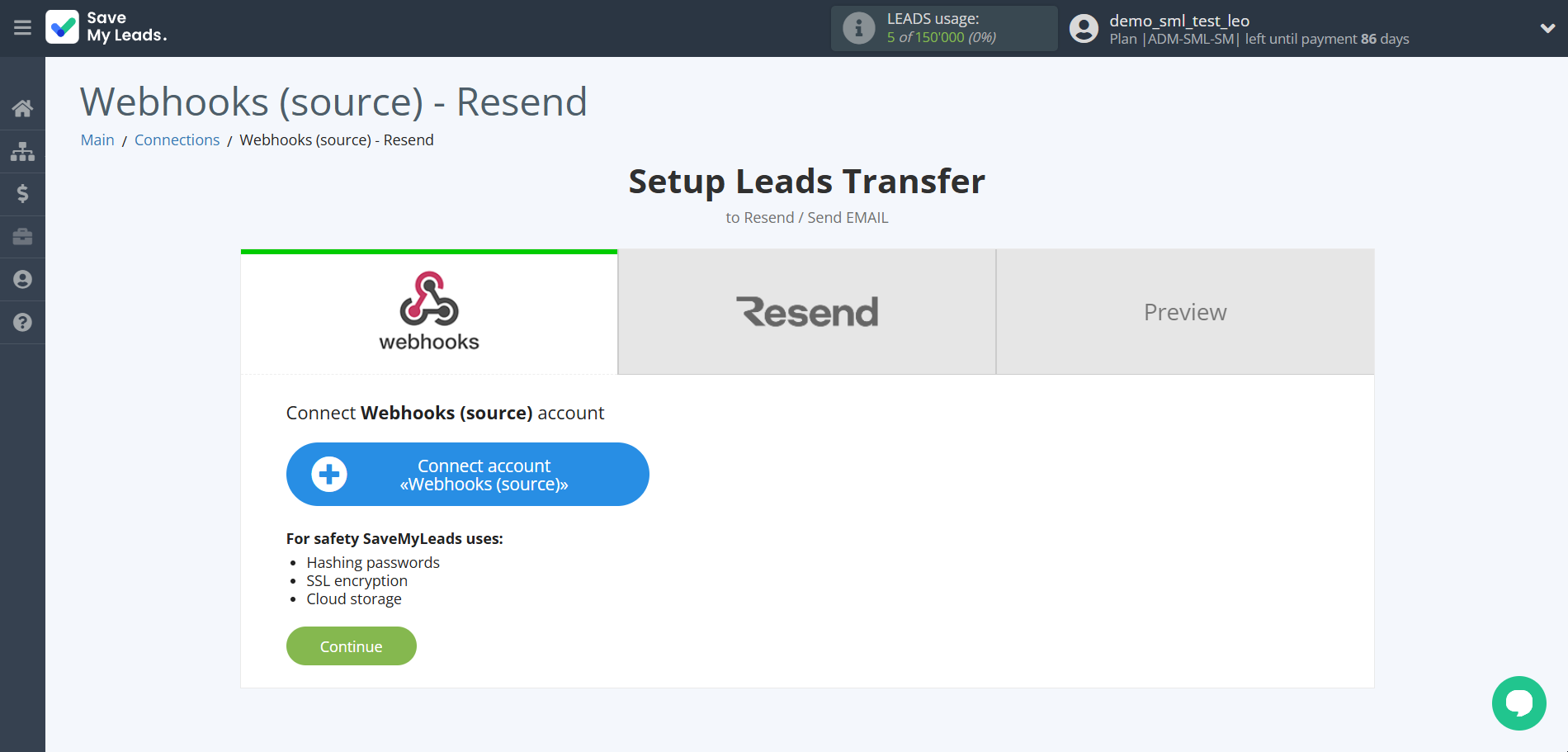 How to Connect Webhooks with Resend | Data Source account connection