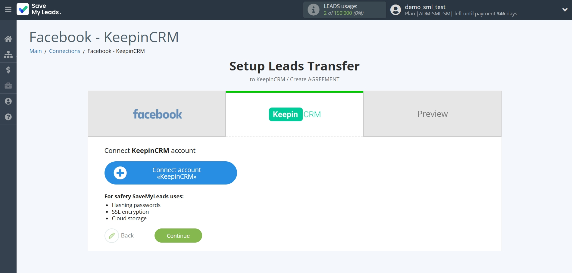 How to Connect Facebook with KeepinCRM Create Agreement | Data Destination account connection How to Connect Facebook with KeepinCRM Create Agreement | Data Destination account connection