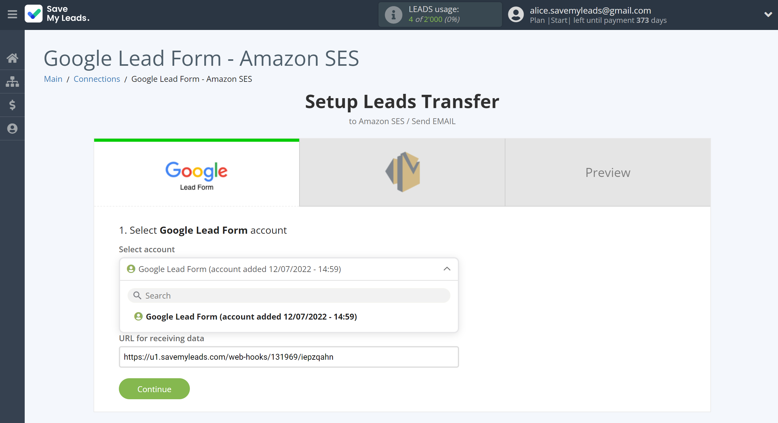 How to Connect Google Lead Form with Amazon SES | Data Source account selection How to Connect Google Lead Form with Amazon SES | Data Source account selection