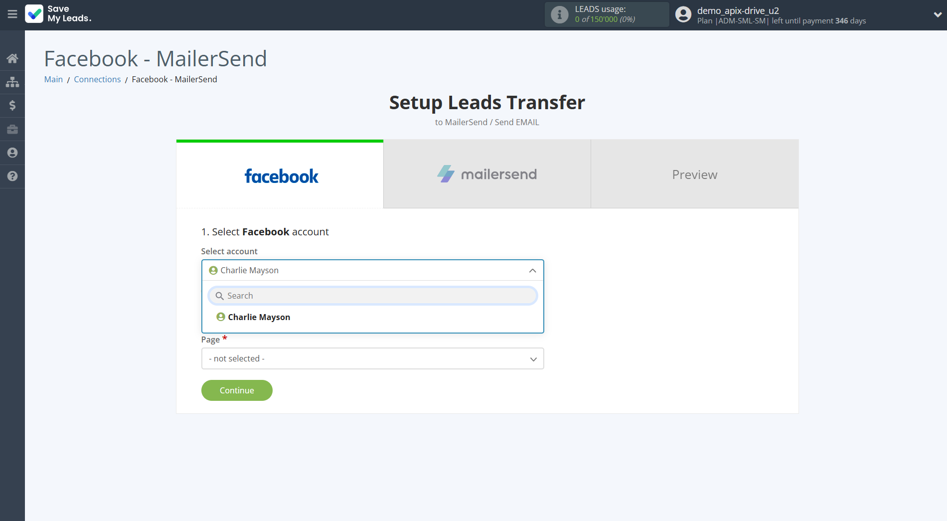 How to Connect Facebook with MailerSend Send Email | Data Source account selection How to Connect Facebook with MailerSend Send Email | Data Source account selection