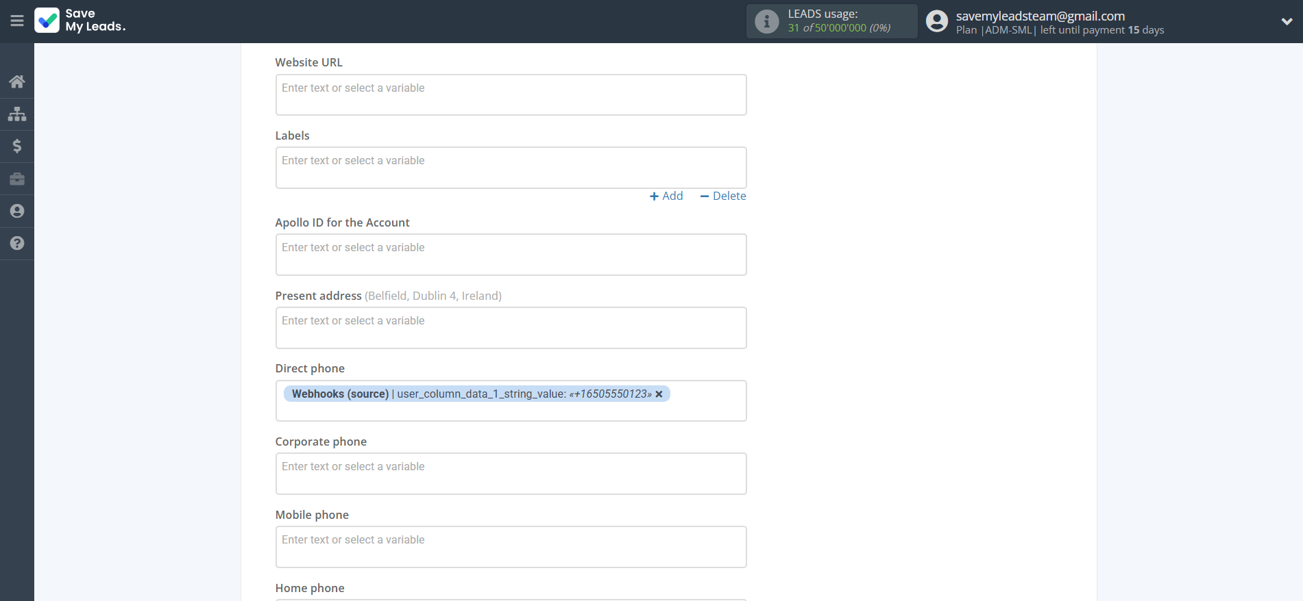 How to Connect Webhooks with Apollo.io Create Contacts | Assigning fields