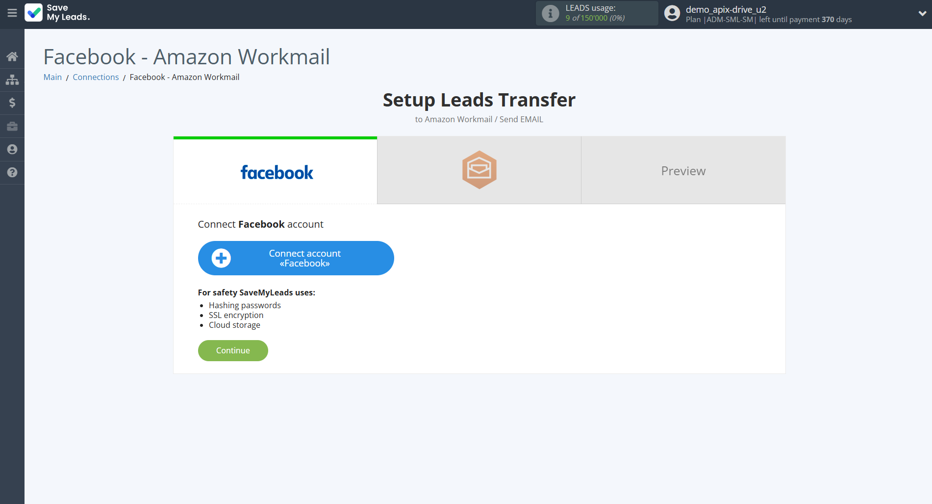 How to Connect Facebook with Amazon Workmail | Data Source account connection