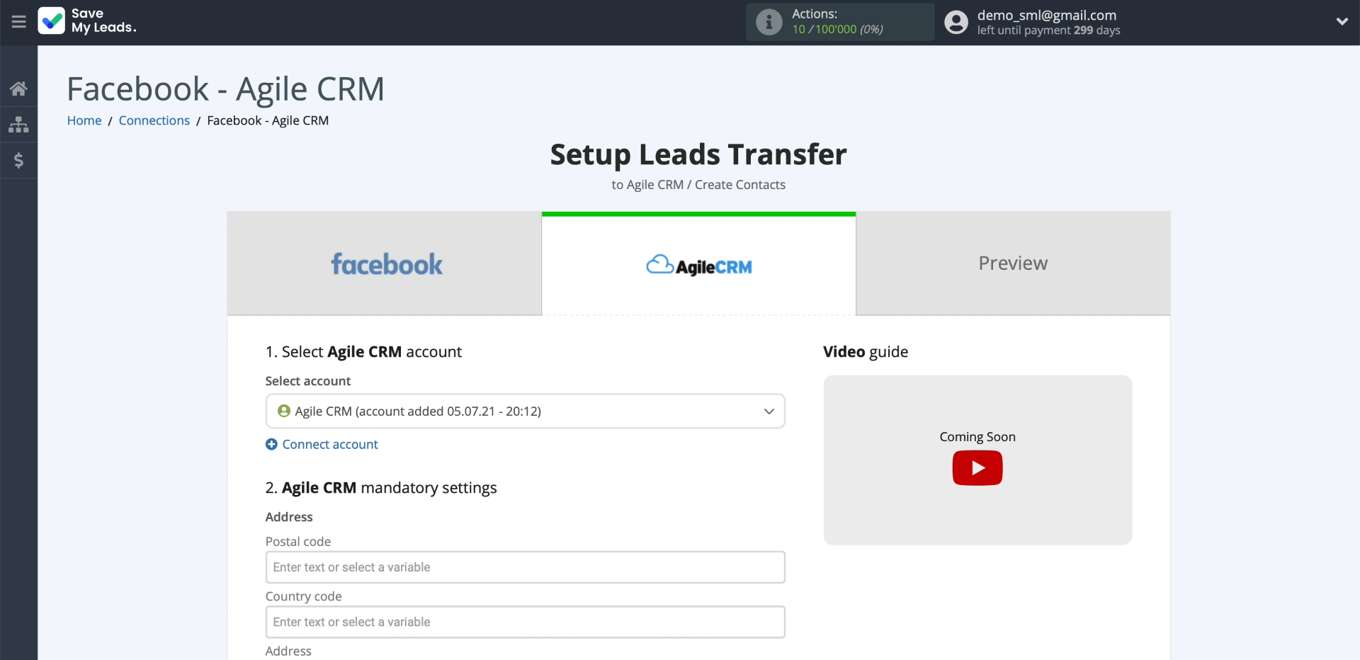 Facebook and AgileCRM integration | Set up sending data to AgileCRM. Part 1 Facebook and AgileCRM integration | Set up sending data to AgileCRM. Part 1
