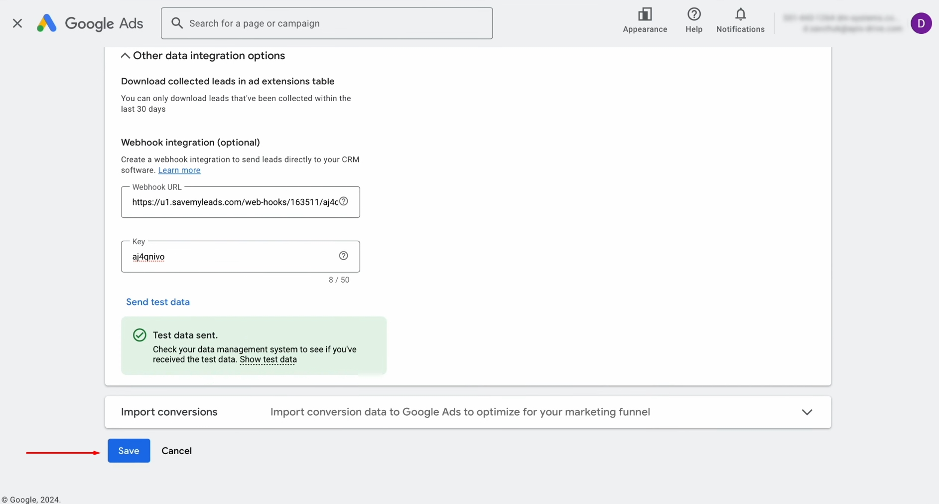 Google Lead Form and Airtable integration | Click “Save” Google Lead Form and Airtable integration | Click “Save”