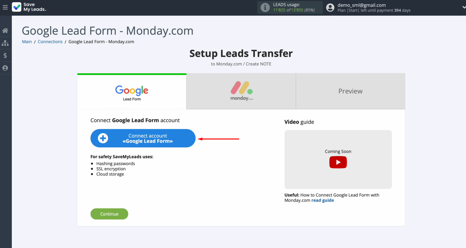 Connect your Google Lead Form account to SaveMyLeads