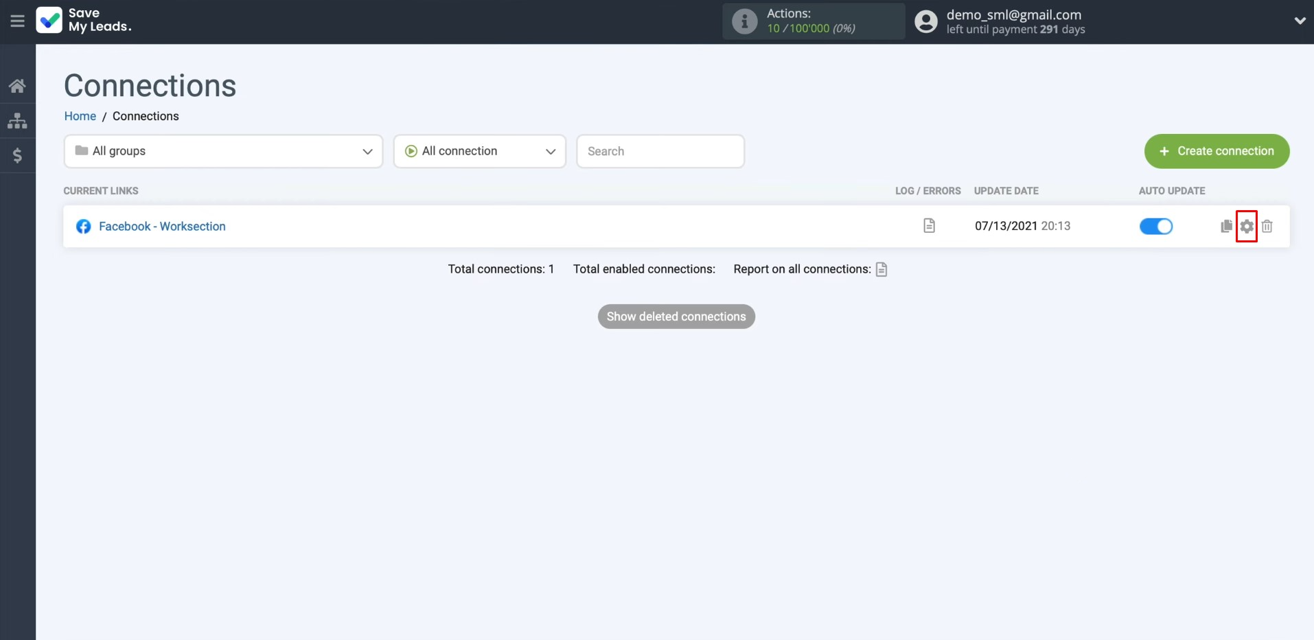 Facebook and Worksection integration | Click on the gear icon Facebook and Worksection integration | Click on the gear icon