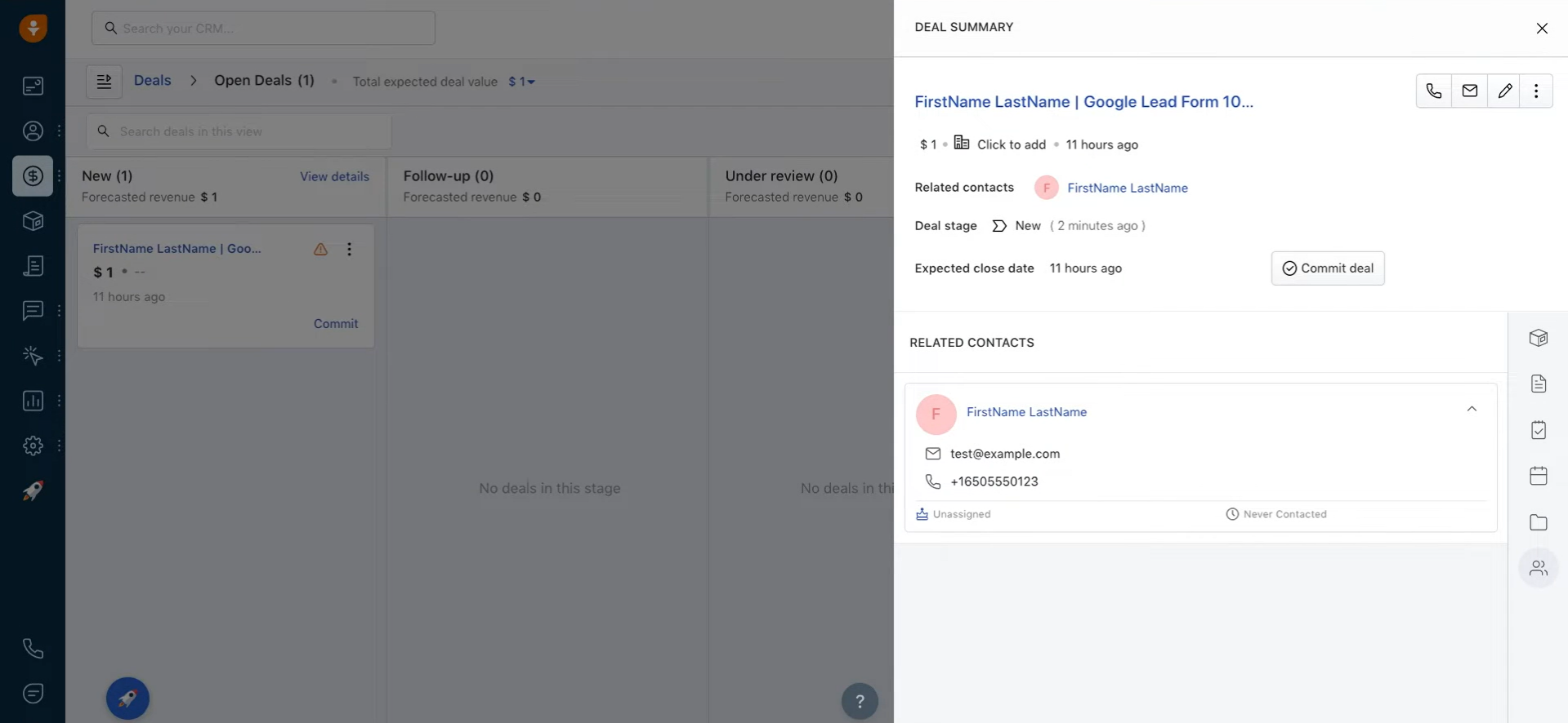 Result of the data transfer to Freshworks