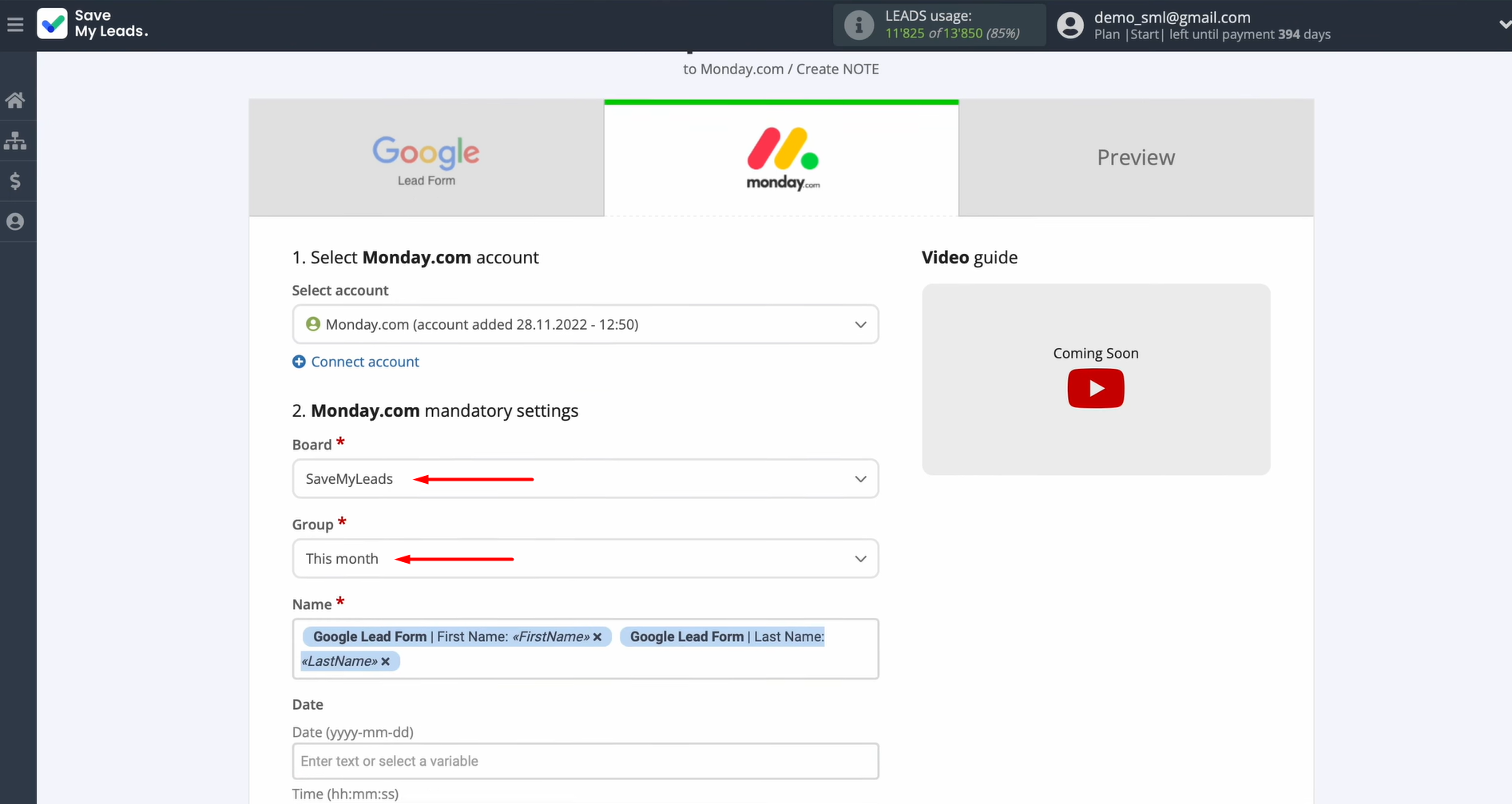 Select the board and group