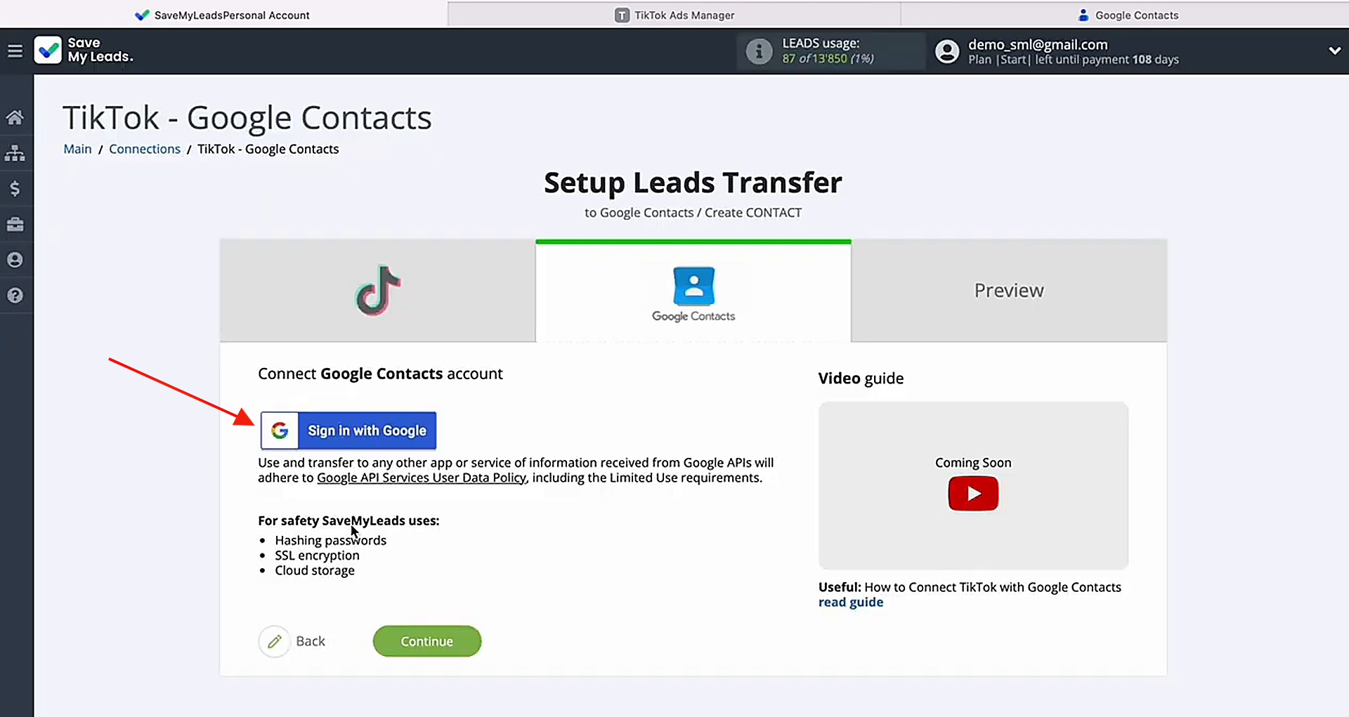 Connect your Google Contacts account to SaveMyLeads Connect your Google Contacts account to SaveMyLeads