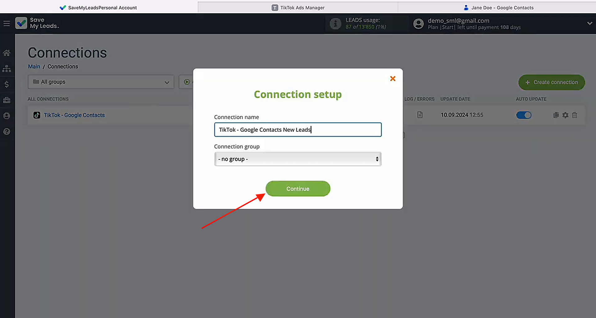 Update the connection name and assign it to a group Update the connection name and assign it to a group