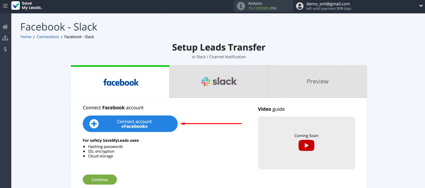 Facebook and Slack integration | Add FB account Facebook and Slack integration | Add FB account