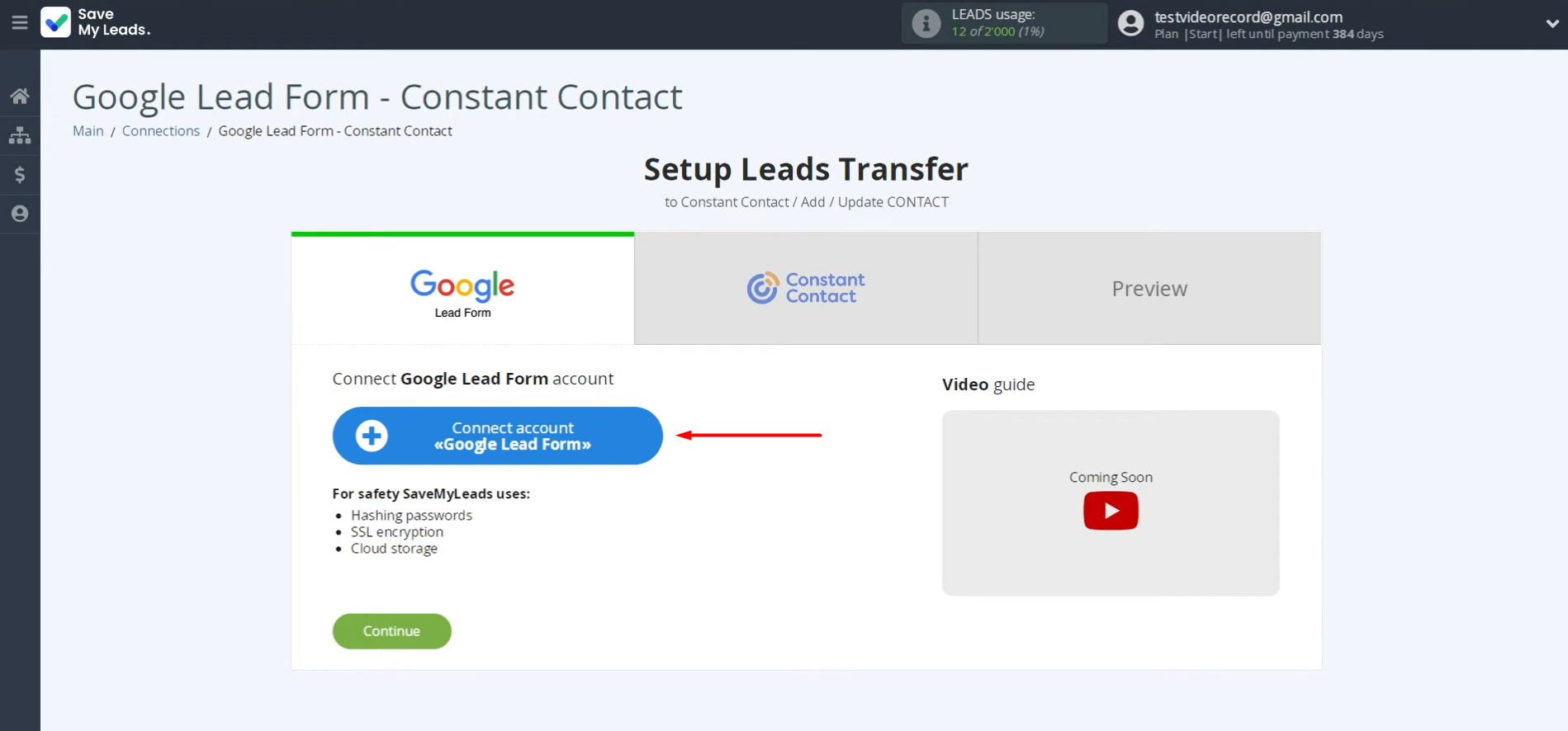 Connect your Google Lead Form account to SaveMyLeads