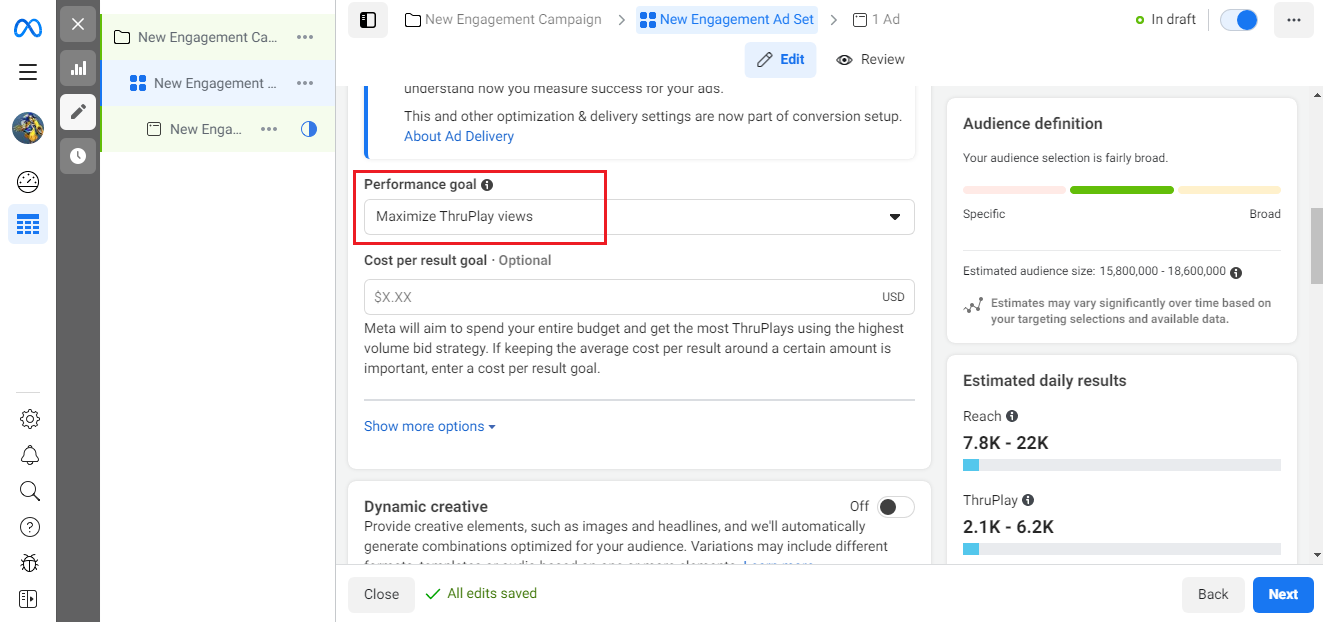 Set up an advertising campaign in Facebook Ads Manager | Maximize ThruPlay views Set up an advertising campaign in Facebook Ads Manager | Maximize ThruPlay views