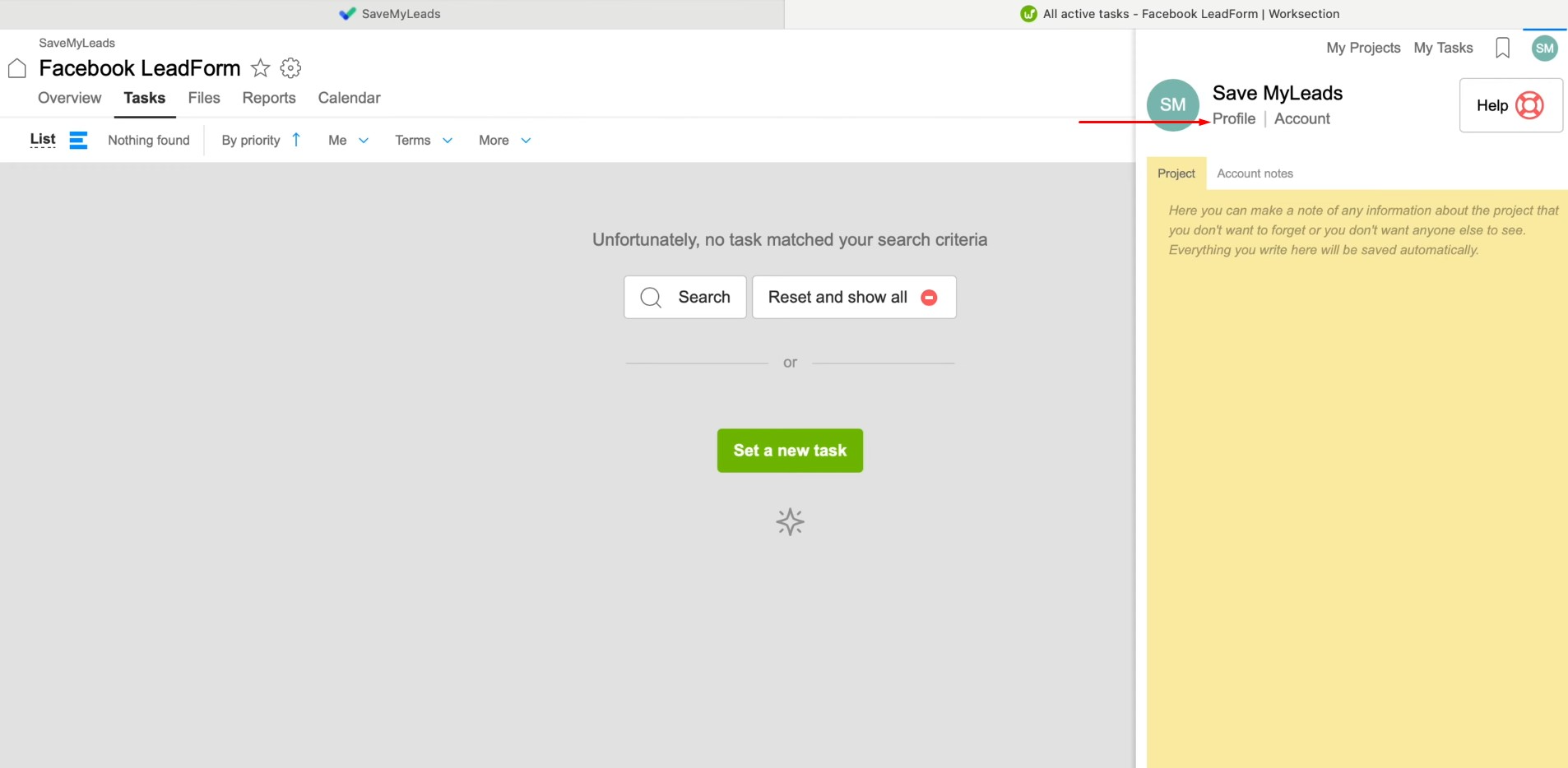 Facebook and Worksection integration | Go to your Worksection personal profile Facebook and Worksection integration | Go to your Worksection personal profile