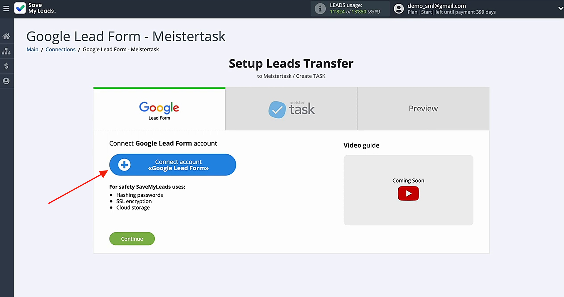 Attach your Google Lead Form account to SaveMyLeads Attach your Google Lead Form account to SaveMyLeads