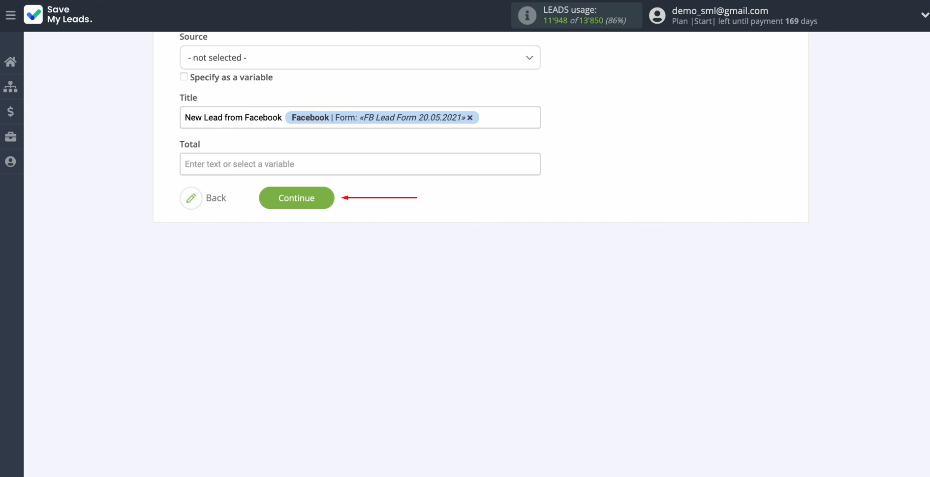 Facebook and KeepinCRM integration | Click “Continue” Facebook and KeepinCRM integration | Click “Continue”