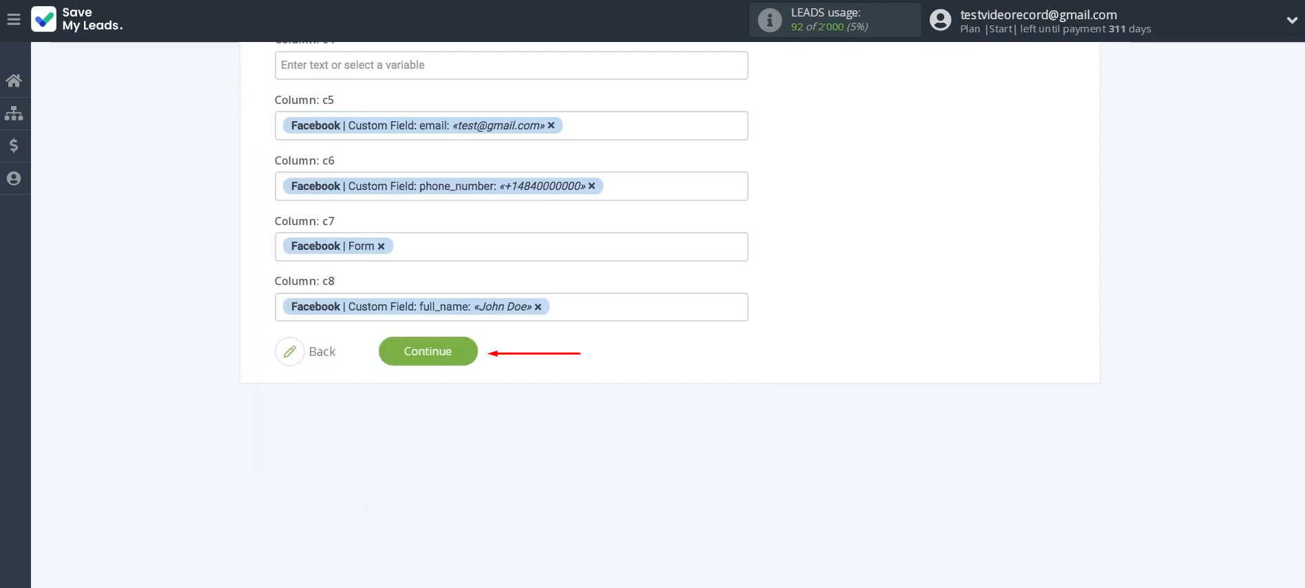 MySQL and Facebook integration | Click “Continue” MySQL and Facebook integration | Click “Continue”
