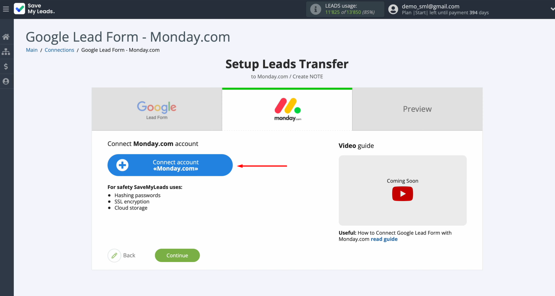 Connect Monday.com to SaveMyLeads