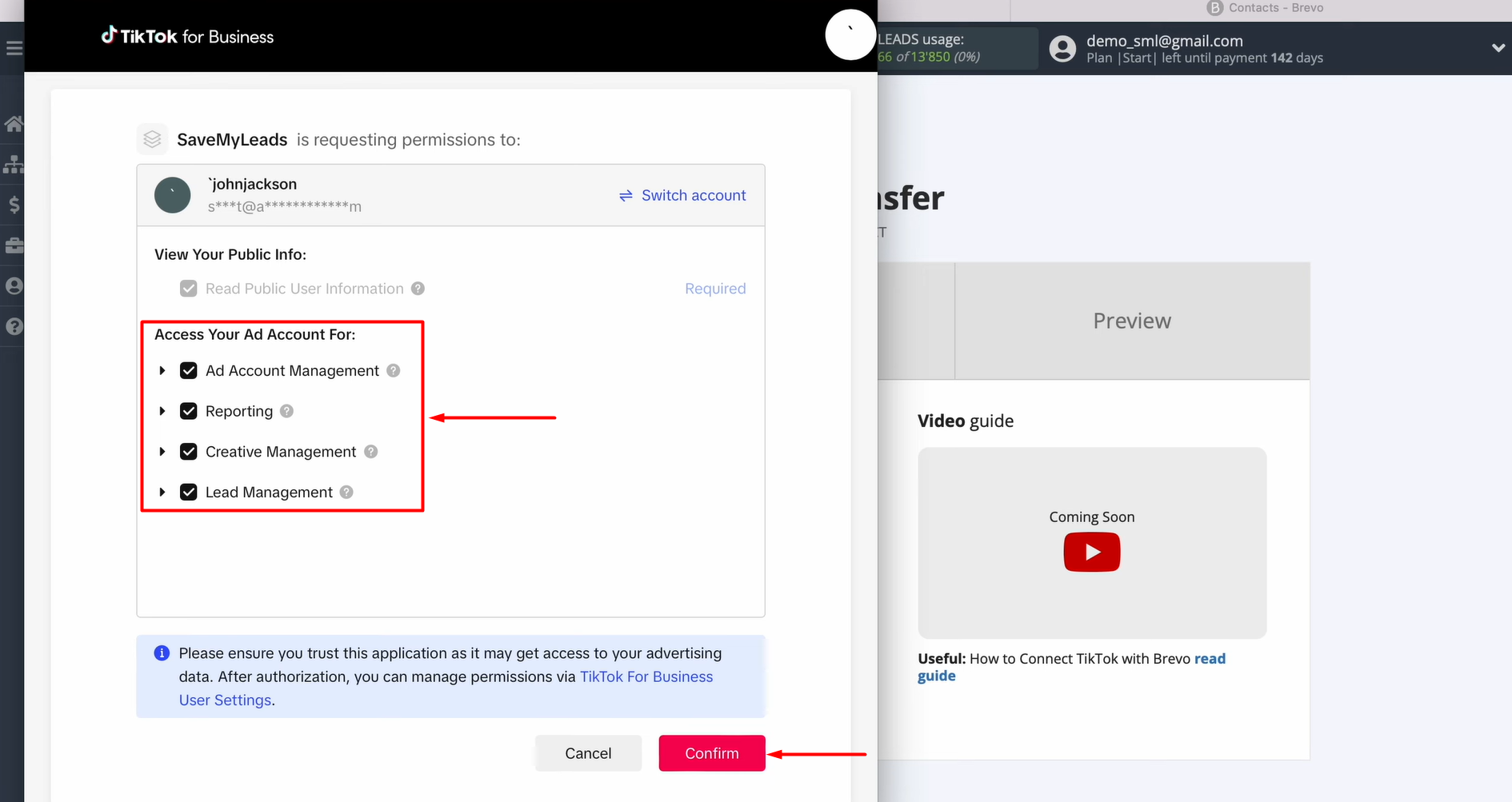 Allow SML to access your account Allow SML to access your account